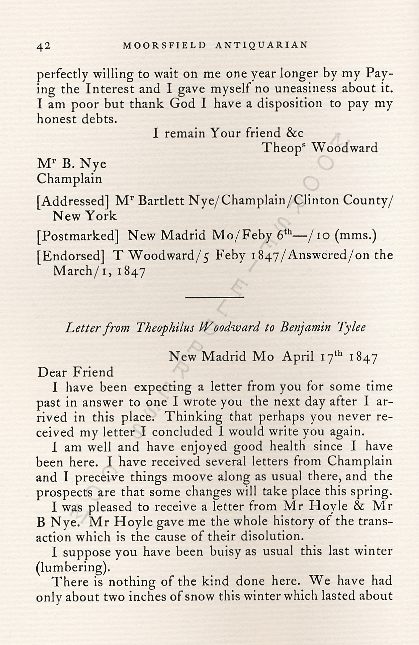 Letters from
                      New Madrid, Missouri - Theophilus Woodward 1846 -
                      1849