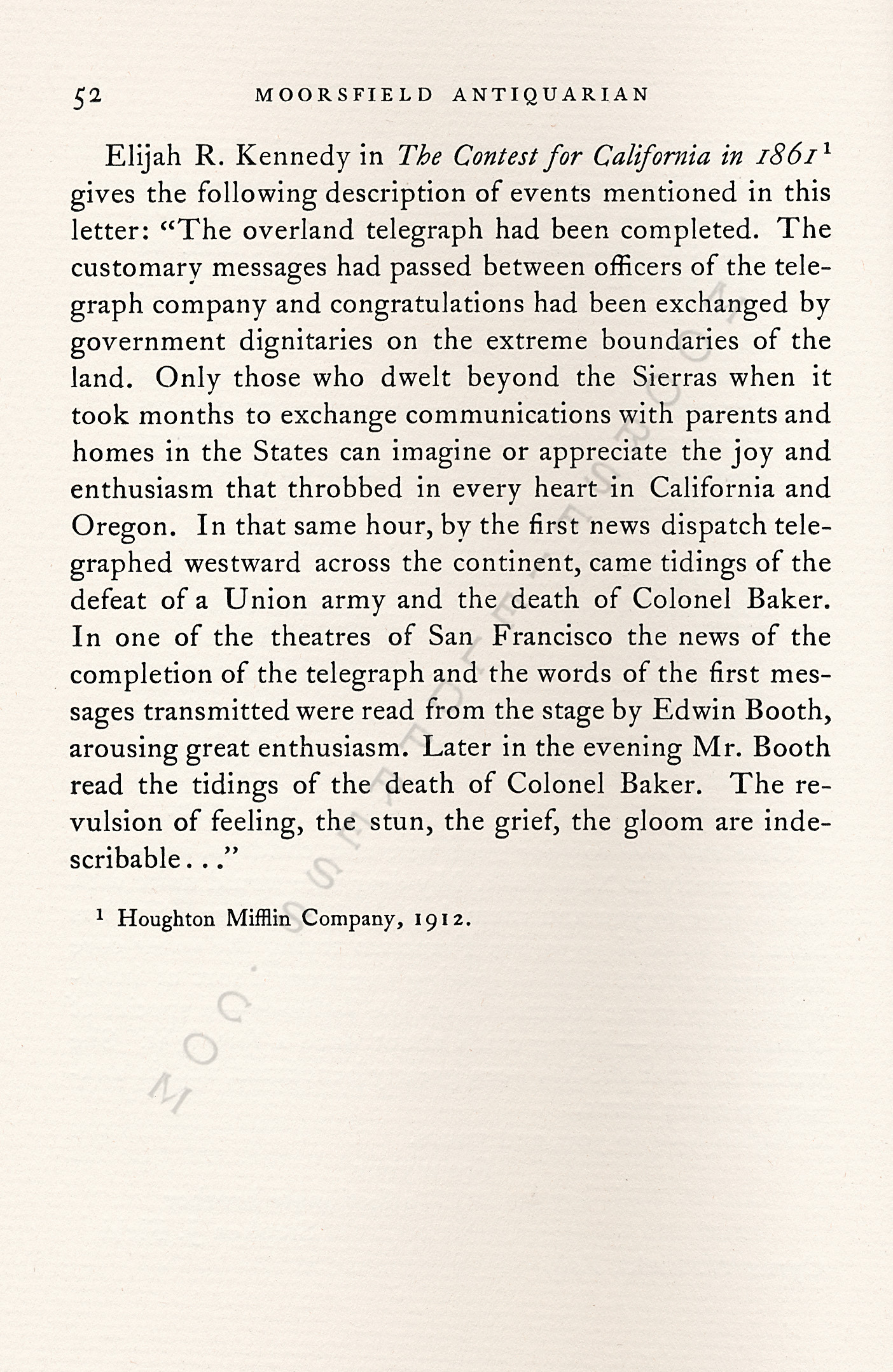 Opening of
                      the Pacific Telegraph October 24 1861