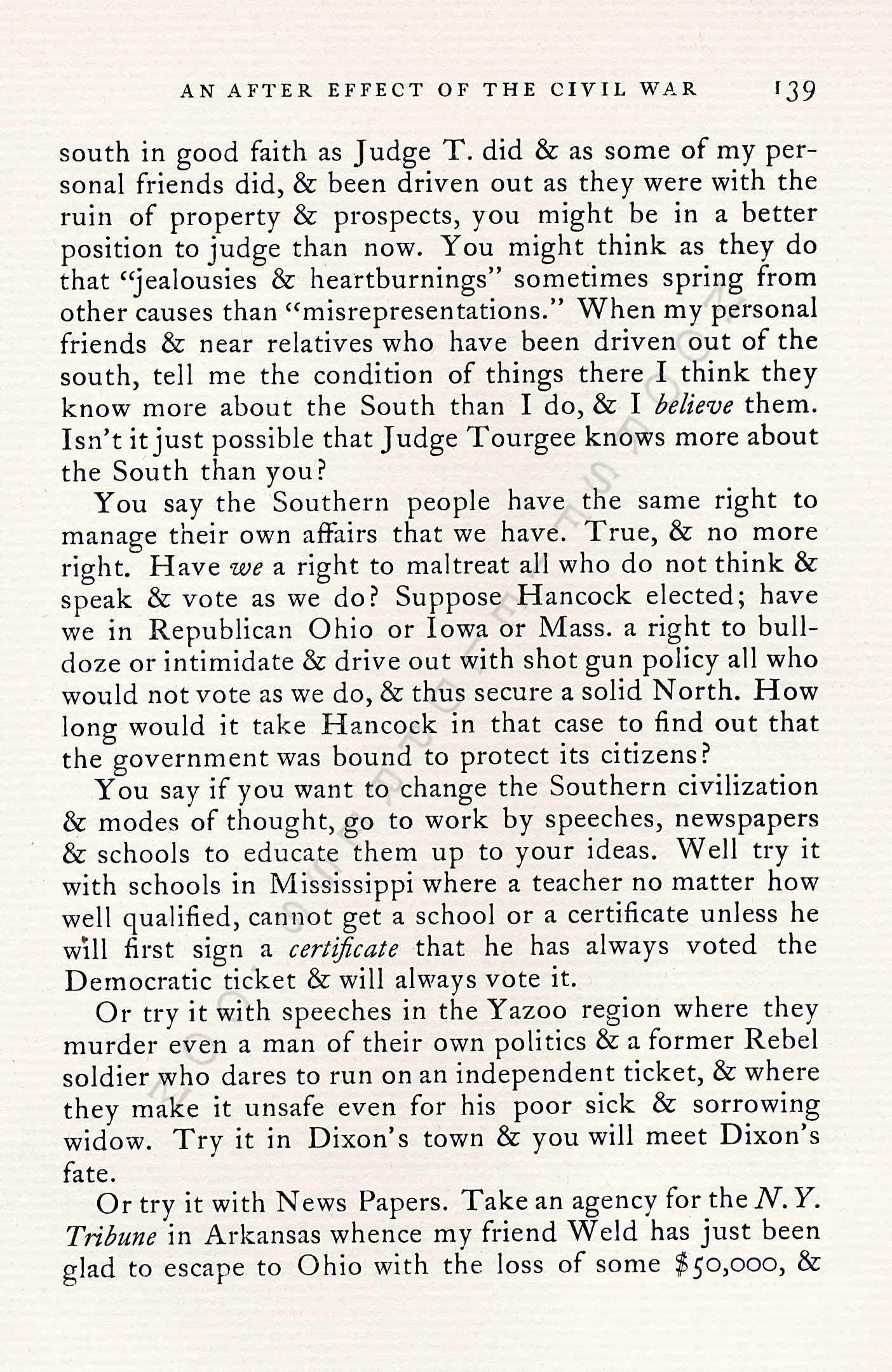 An After
                      Effect of the Civil War-Letter of William
                      Chamberlain 1880