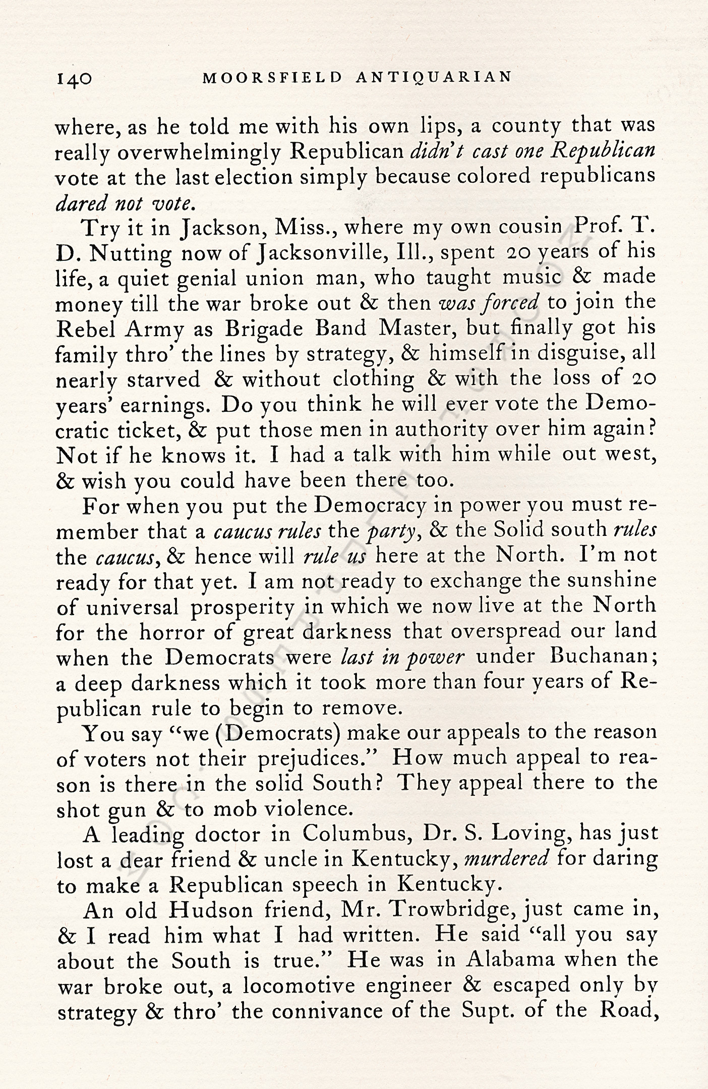 An After
                      Effect of the Civil War-Letter of William
                      Chamberlain 1880