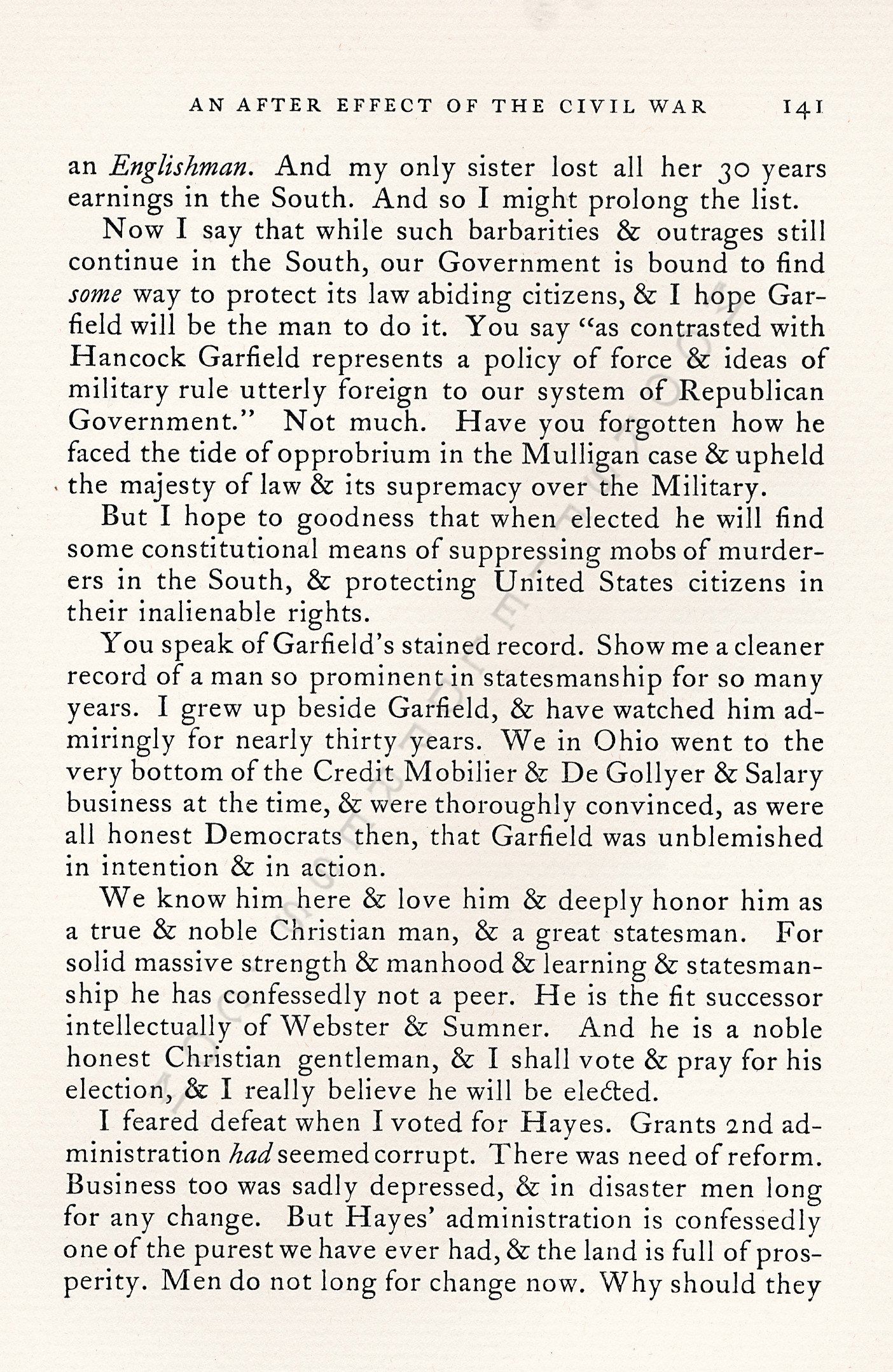 An After
                      Effect of the Civil War-Letter of William
                      Chamberlain 1880