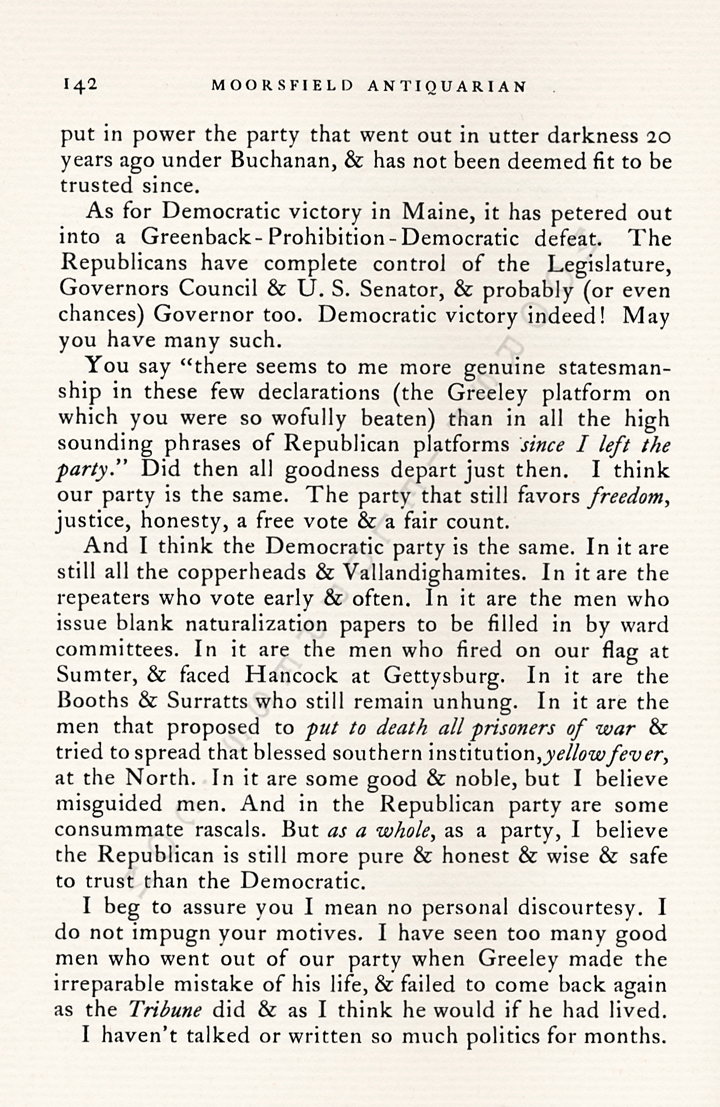 An After
                      Effect of the Civil War-Letter of William
                      Chamberlain 1880