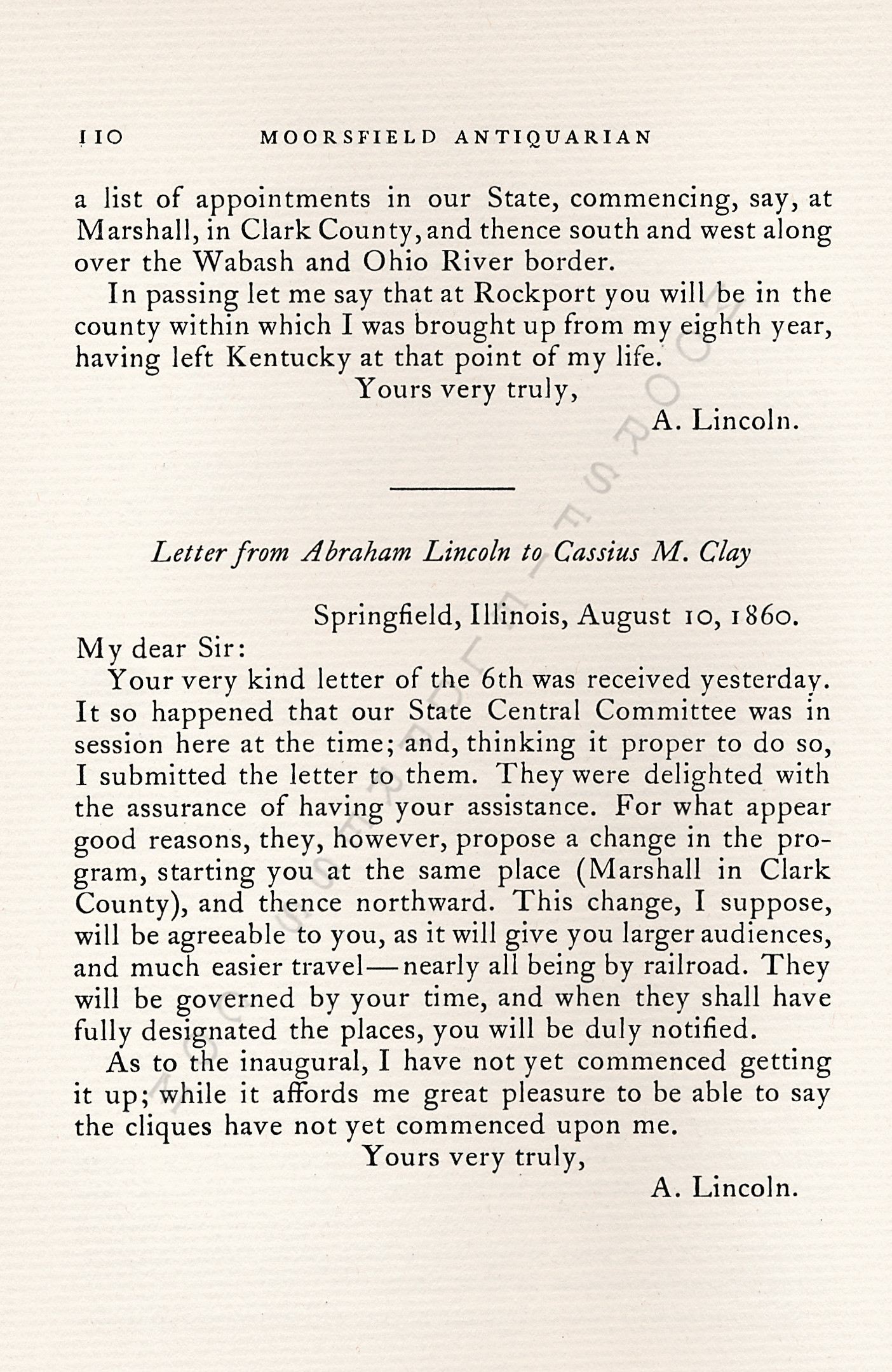 The 1860
                      Presidential Campaign-Letters of Cassius M. Clay
                      to Cephas Brainerd