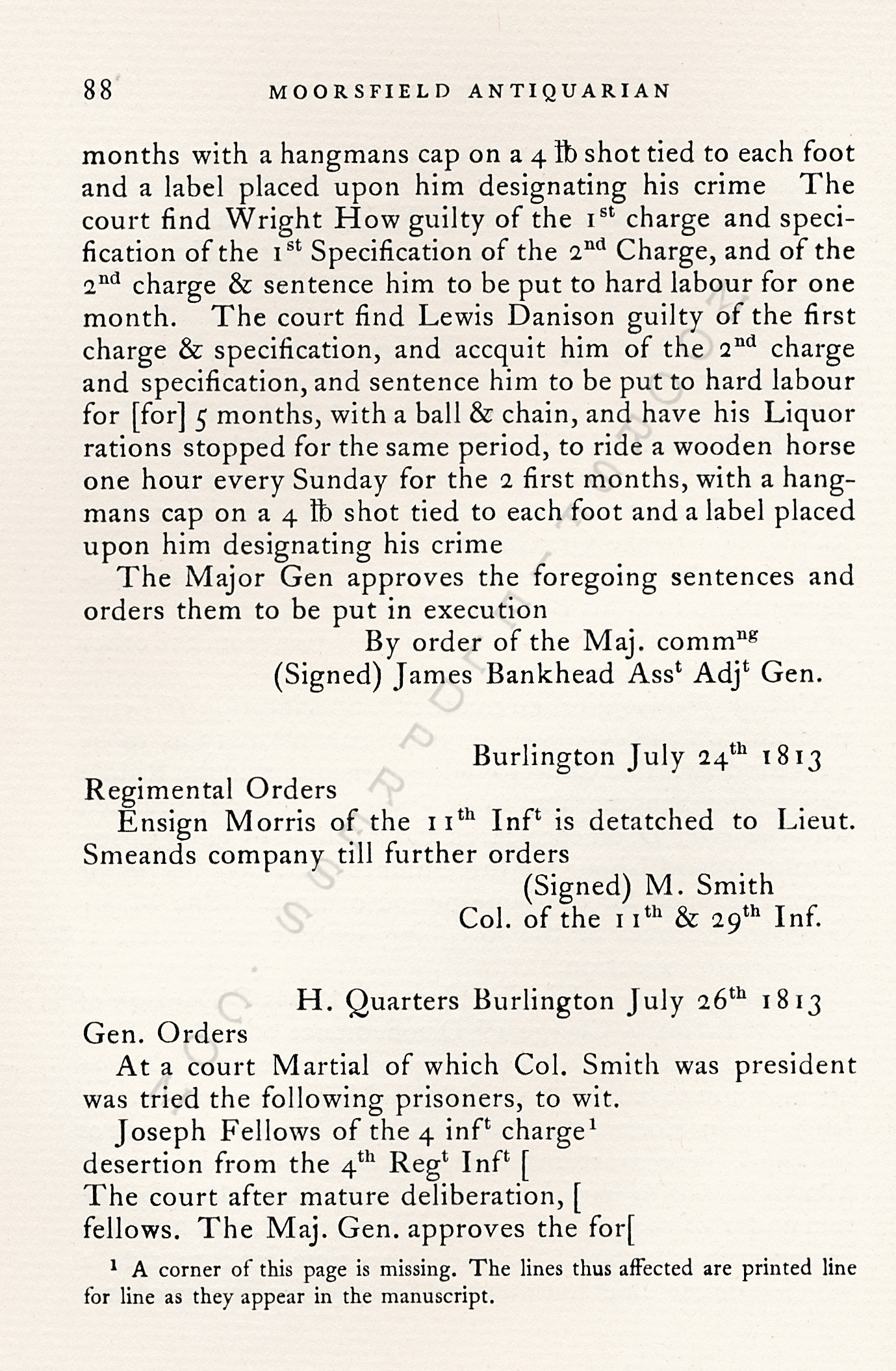 The War Of
                      1812-Garrison Orders Burlington, Vermont July 13 -
                      August 4, 1813