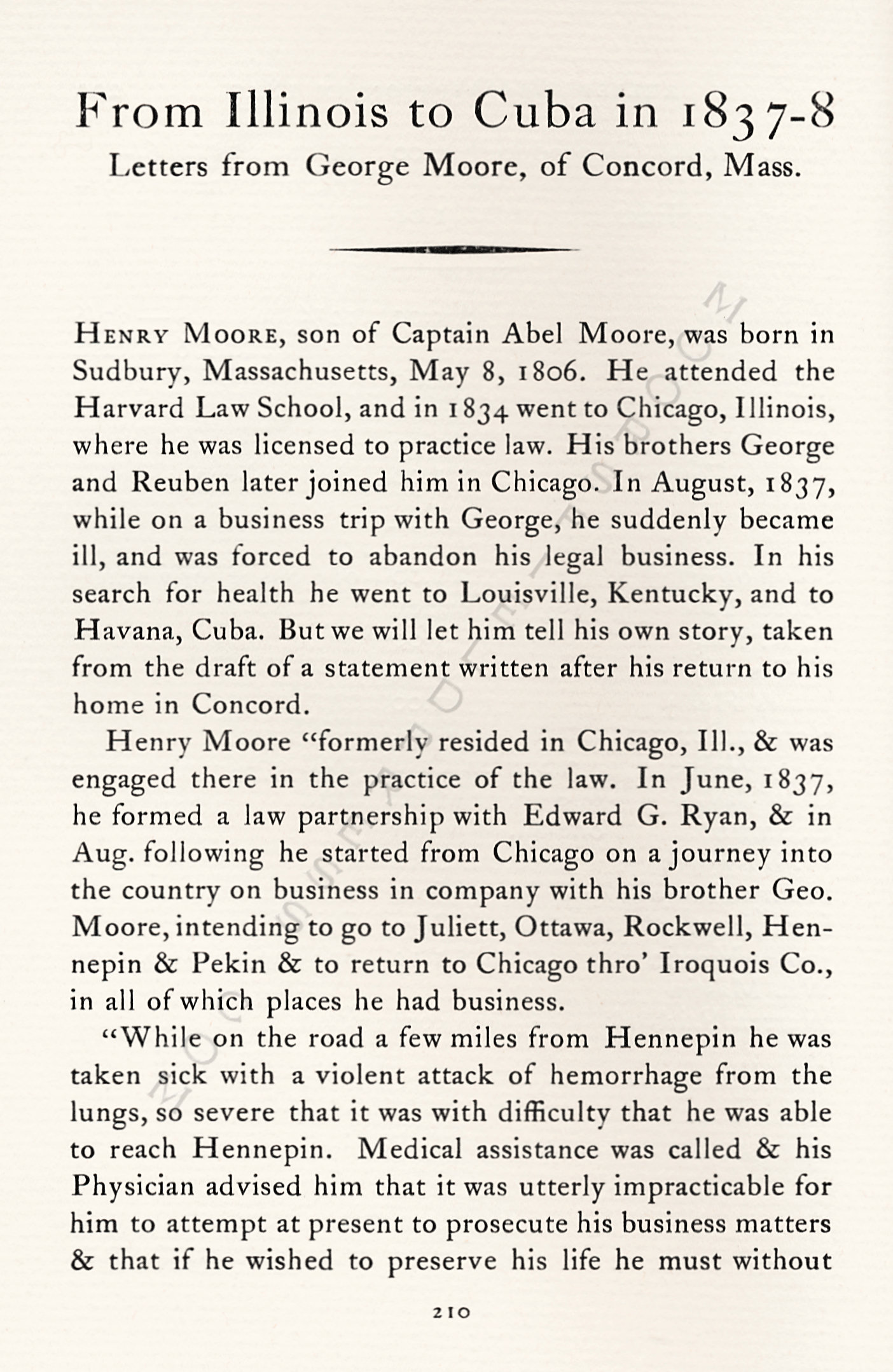 From
                      Illinois to Cuba in 1837-1838 – Letters From
                      George Moore of Concord, Massachusetts
