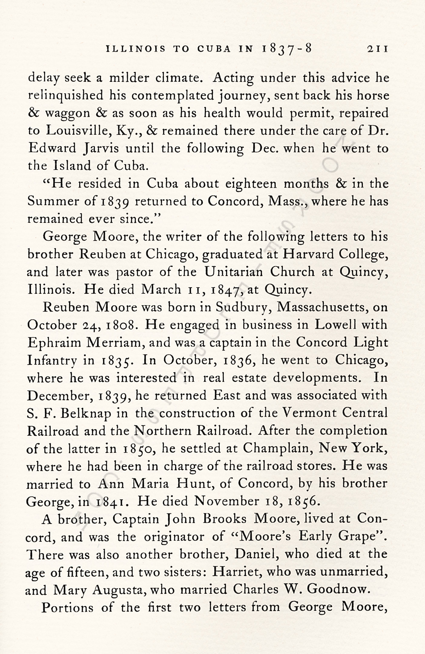 From
                      Illinois to Cuba in 1837-1838  Letters From
                      George Moore of Concord, Massachusetts