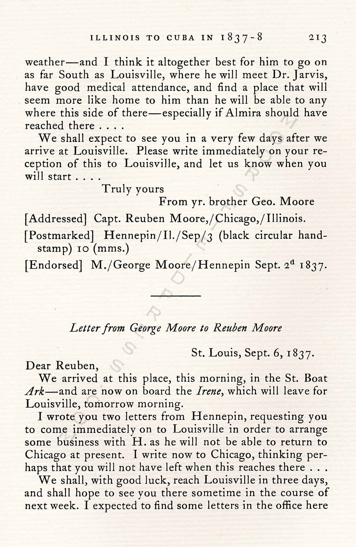 From
                      Illinois to Cuba in 1837-1838  Letters From
                      George Moore of Concord, Massachusetts