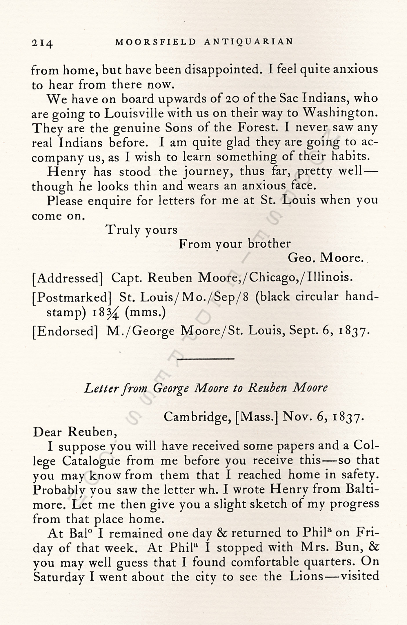 From
                      Illinois to Cuba in 1837-1838  Letters From
                      George Moore of Concord, Massachusetts