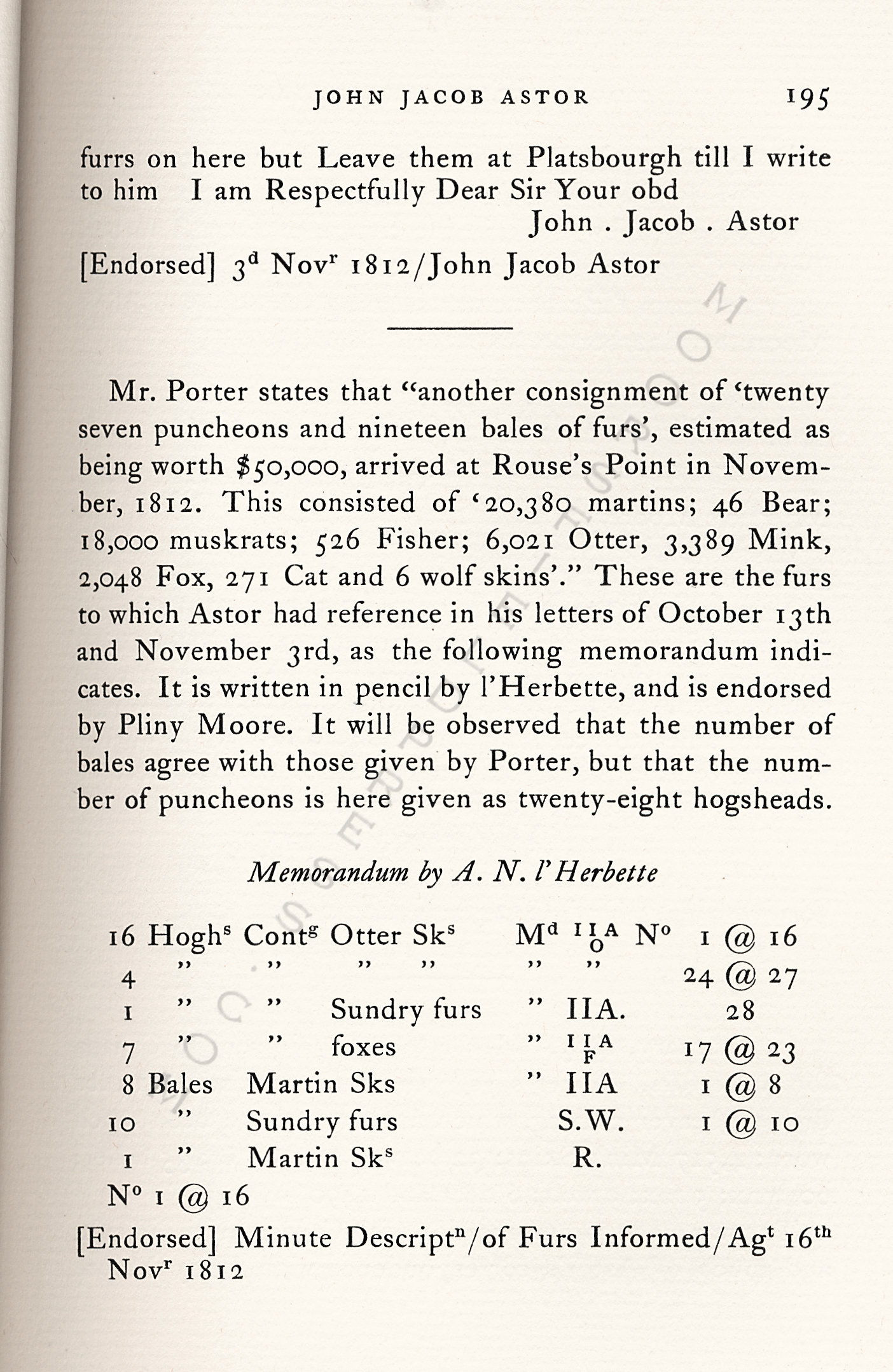 John Jacob
                      Astor Correspondence-Fur Trade with Lower Canada
