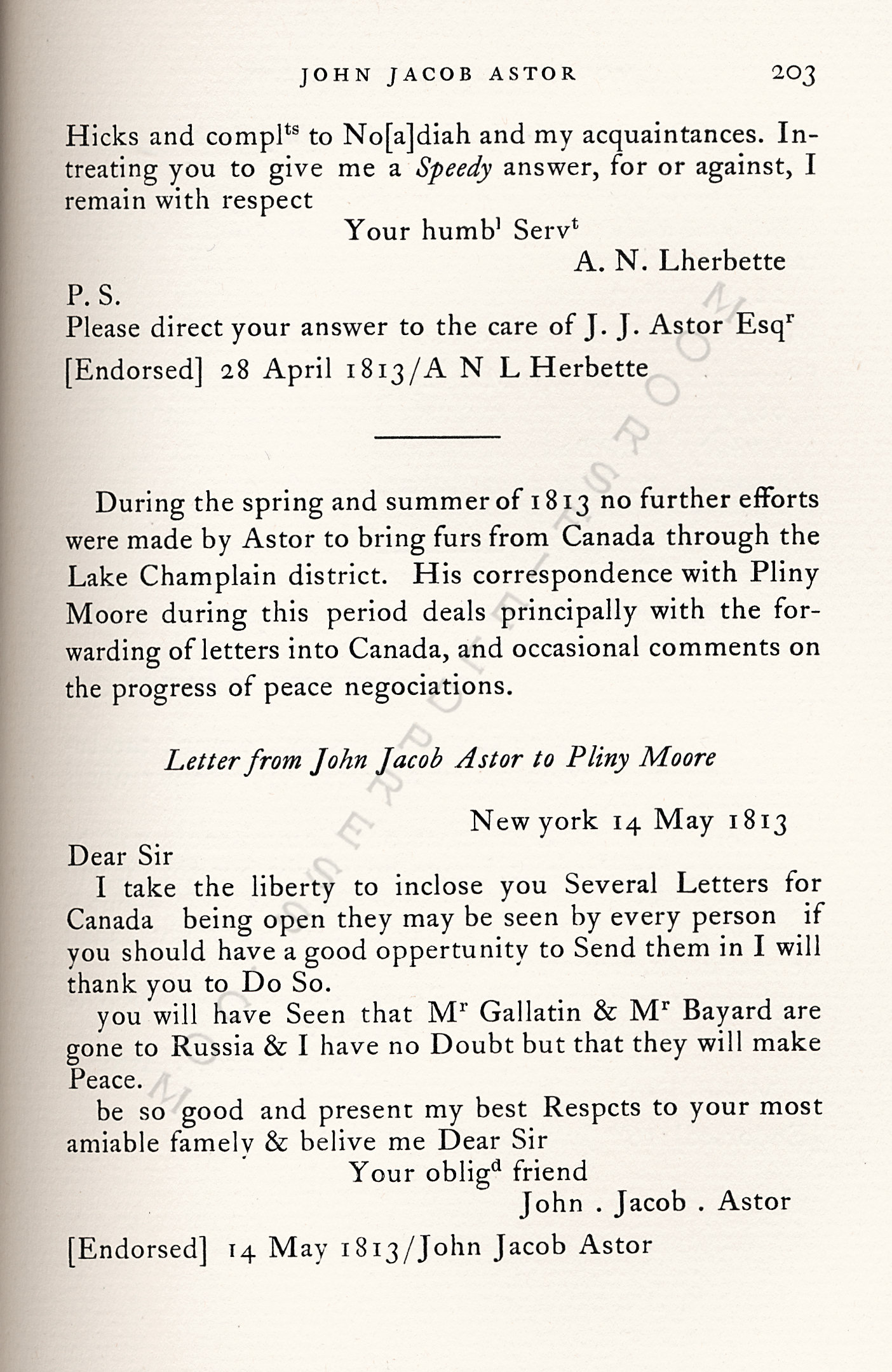 John Jacob
                      Astor Correspondence-Fur Trade with Lower Canada