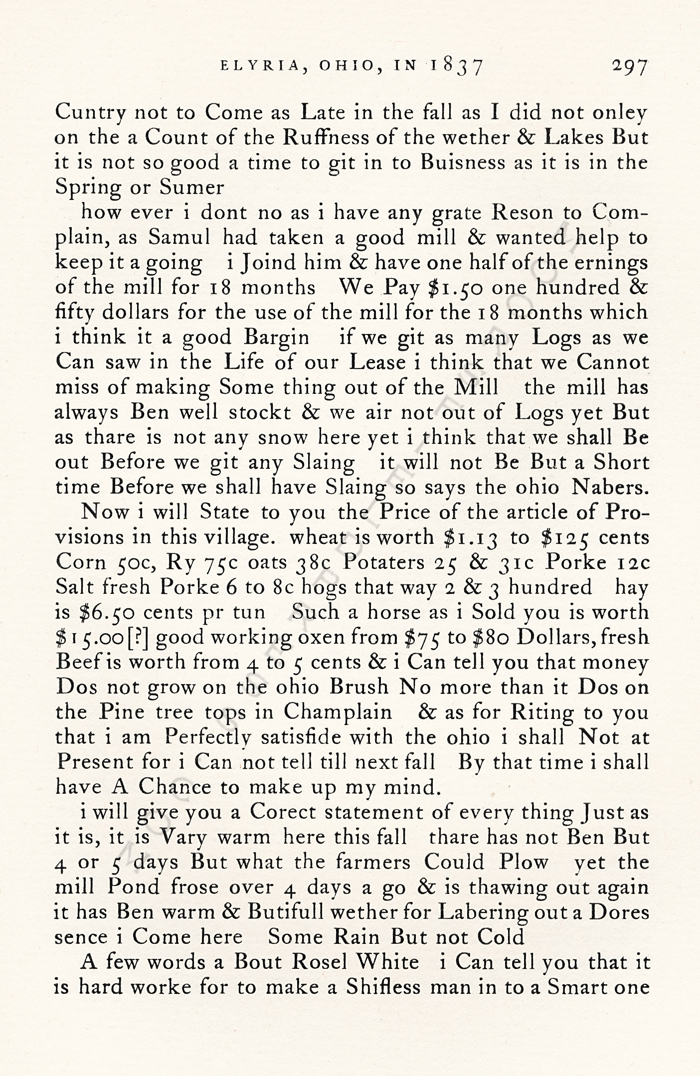 A Letter
                      From Elyria Ohio In 1837-Salmon Pangman to
                      Bartlett Nye of Champlain, New York