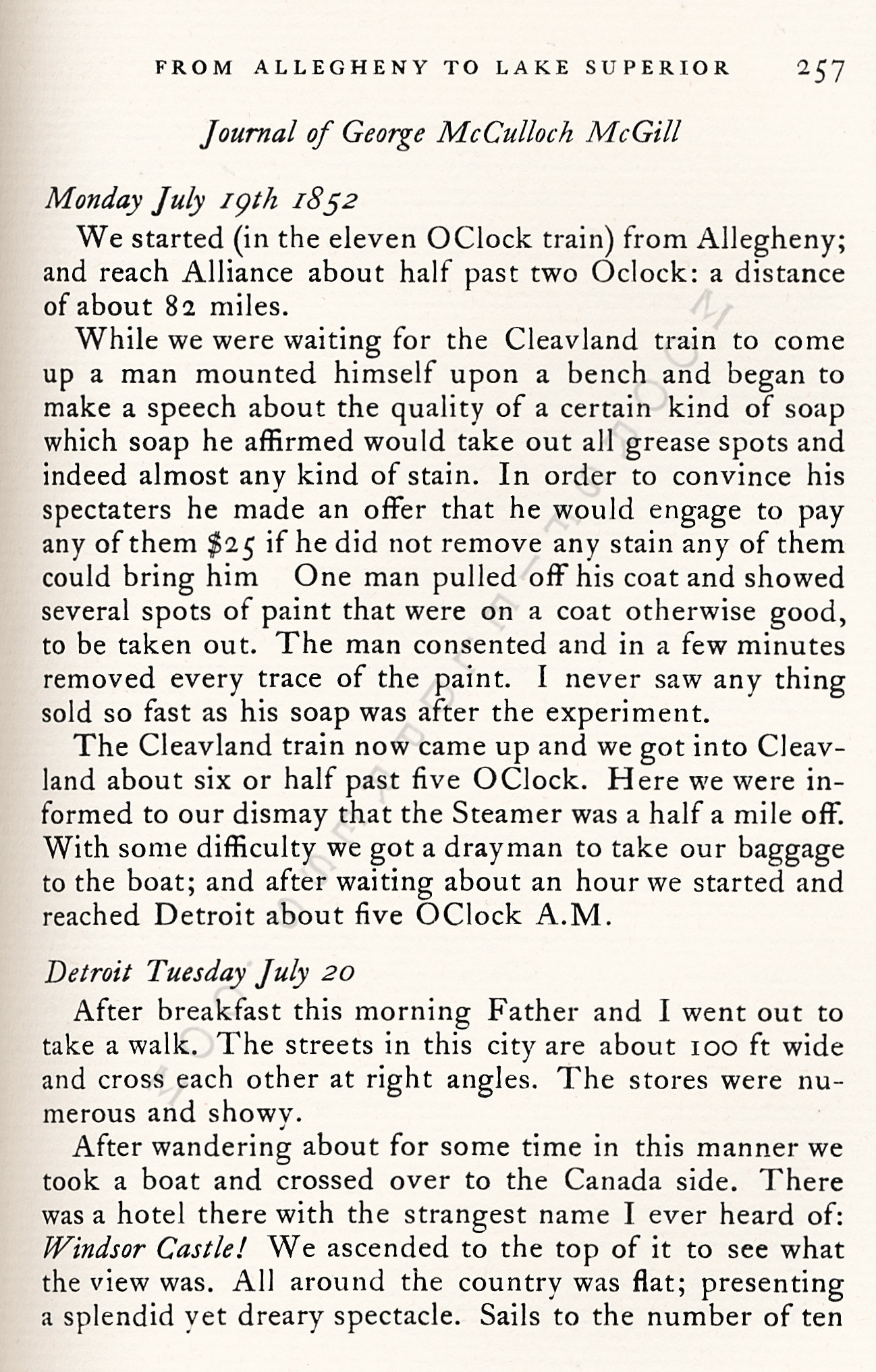 From
                      Allegheny To Lake Superior - Journal of George M.
                      McGill -Summer of 1852