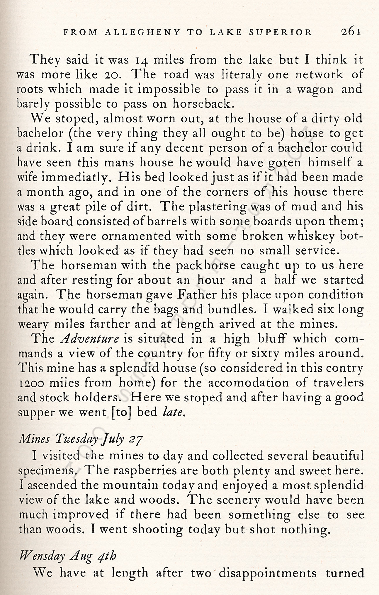 From
                      Allegheny To Lake Superior - Journal of George M.
                      McGill -Summer of 1852