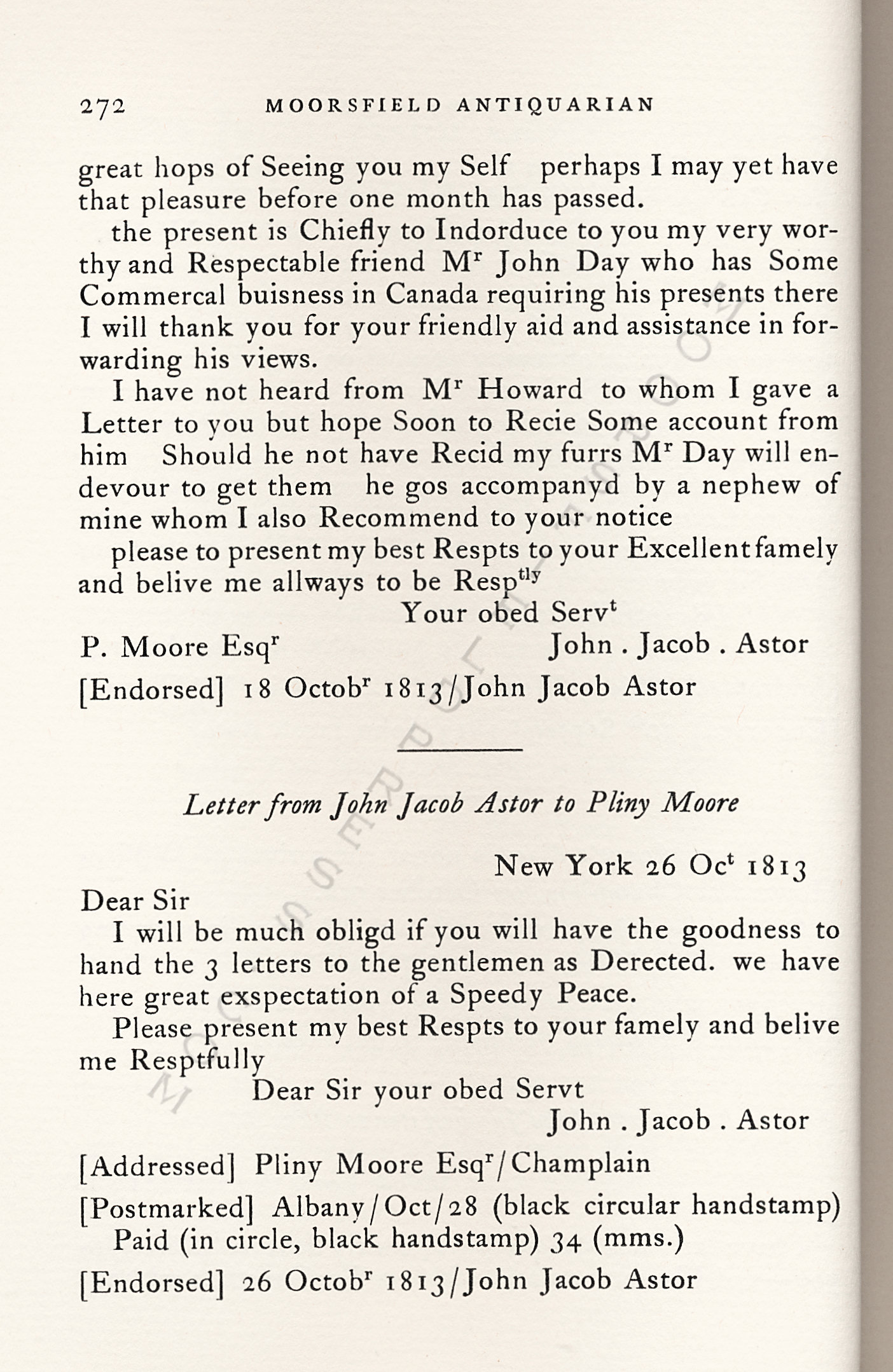 John Jacob
                      Astor Correspondence-Fur Trade with Lower Canada