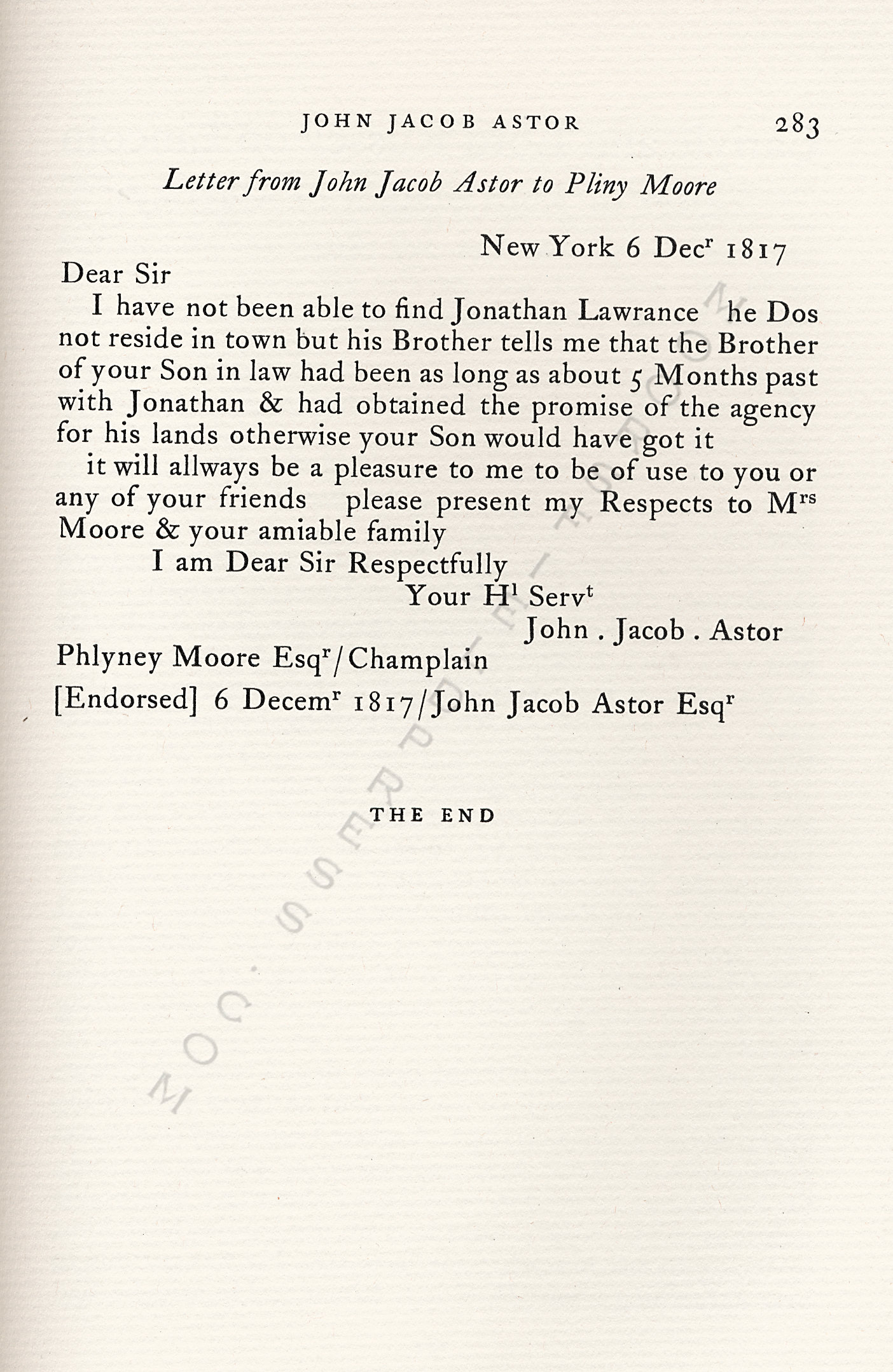 John Jacob
                      Astor Correspondence-Fur Trade with Lower Canada