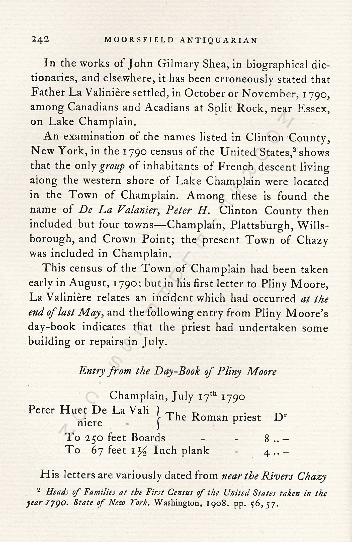 Pliny
                      Moore Papers-Pierre Huet de La Valiniere, Priest
                      on Lake Champlain, 1790-1791