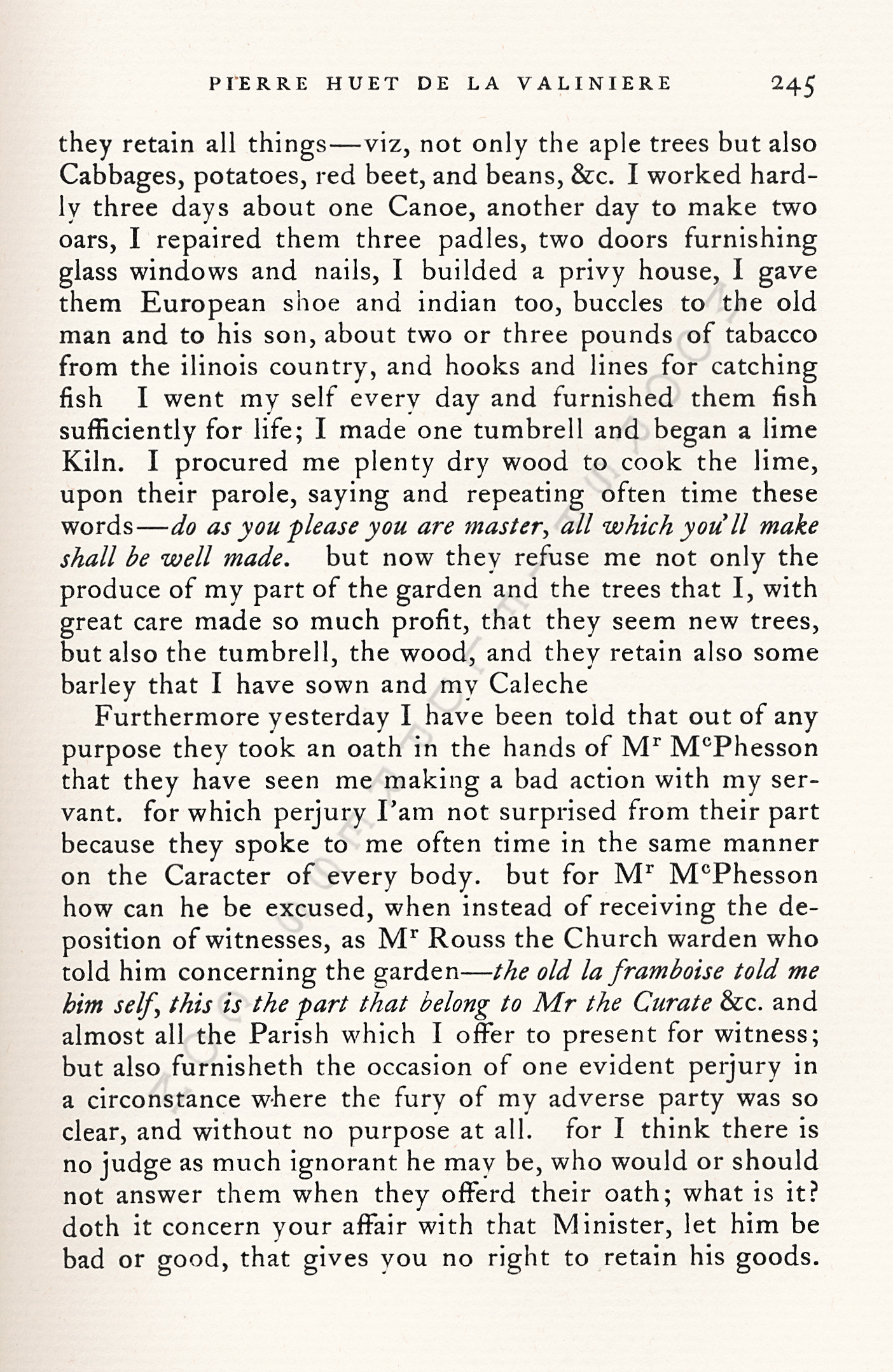 Pliny
                      Moore Papers-Pierre Huet de La Valiniere, Priest
                      on Lake Champlain, 1790-1791