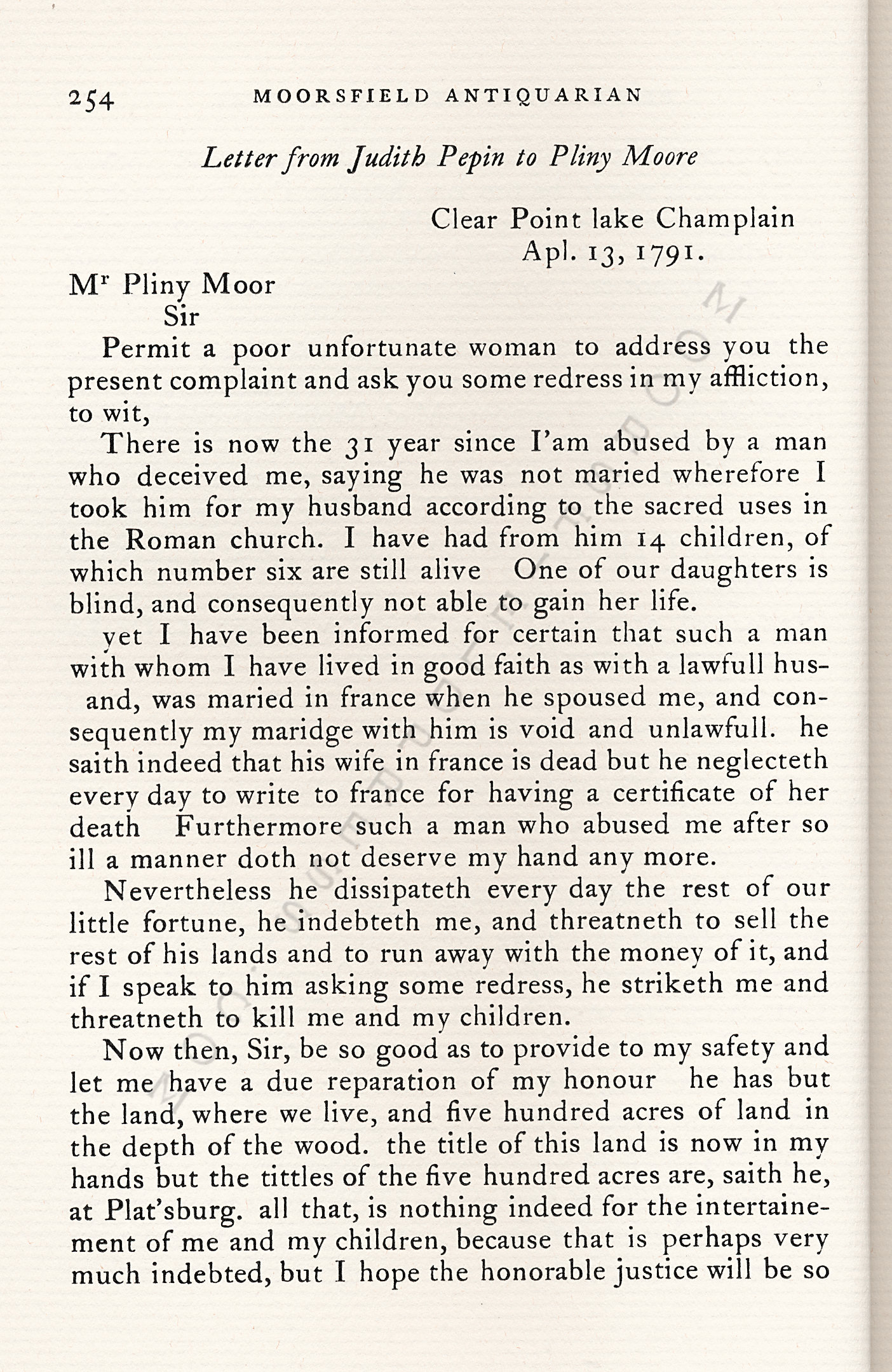 Pliny
                      Moore Papers-Pierre Huet de La Valiniere, Priest
                      on Lake Champlain, 1790-1791