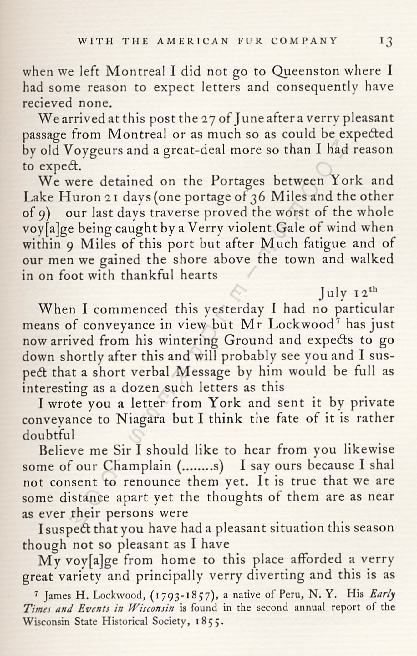 With the
                      American Fur Company in the Michilimackinac
                      Dependencies 1818-1822