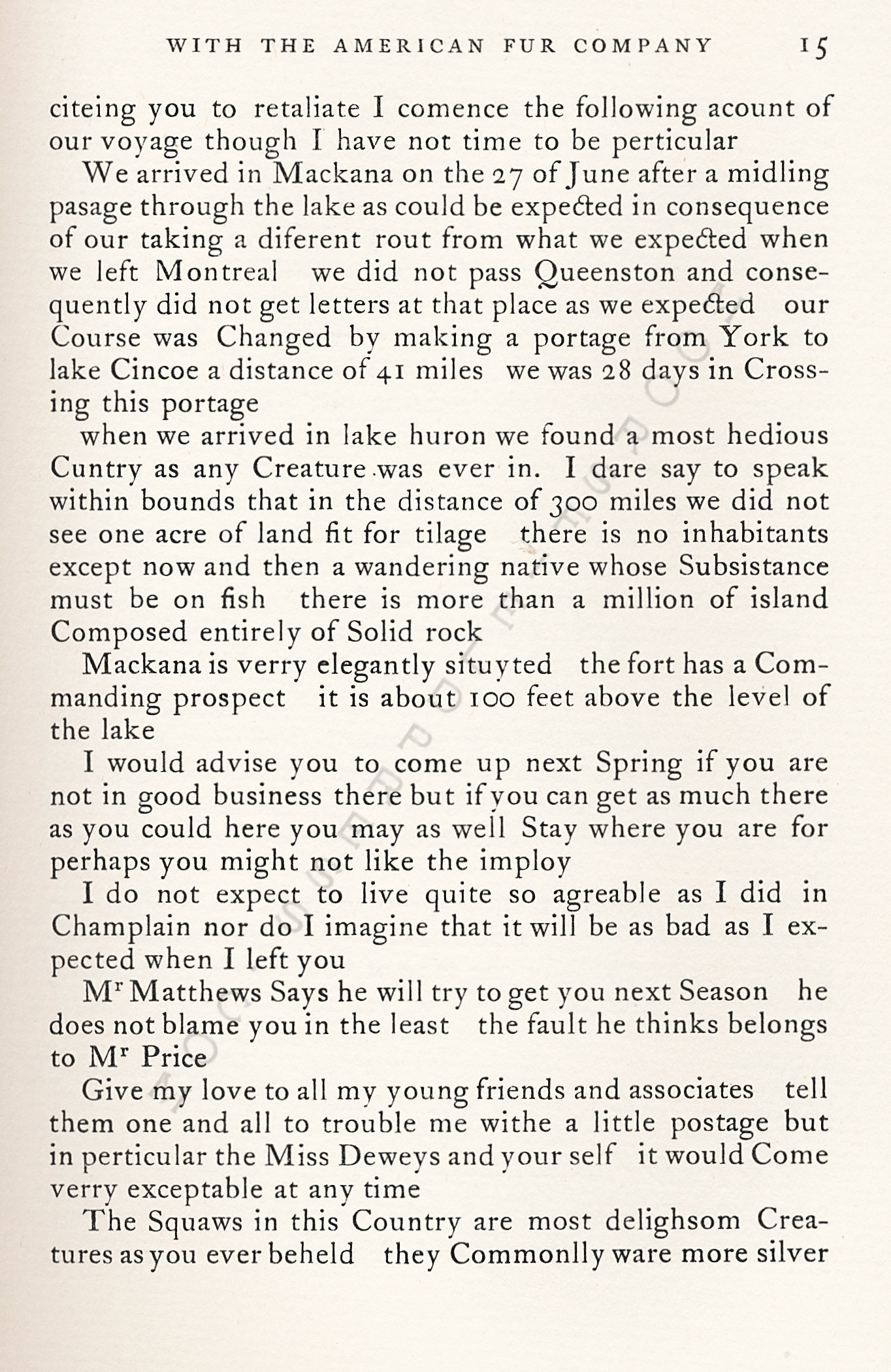 With the
                      American Fur Company in the Michilimackinac
                      Dependencies 1818-1822