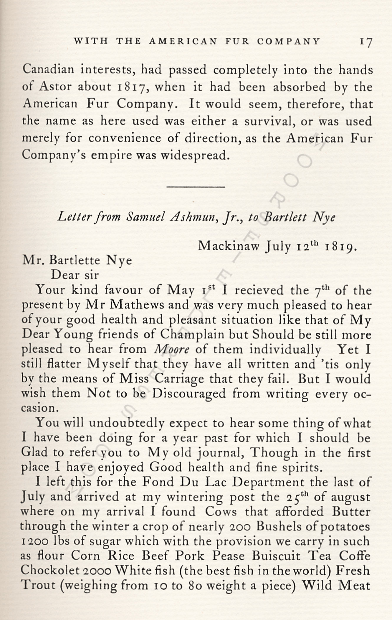 With the
                      American Fur Company in the Michilimackinac
                      Dependencies 1818-1822