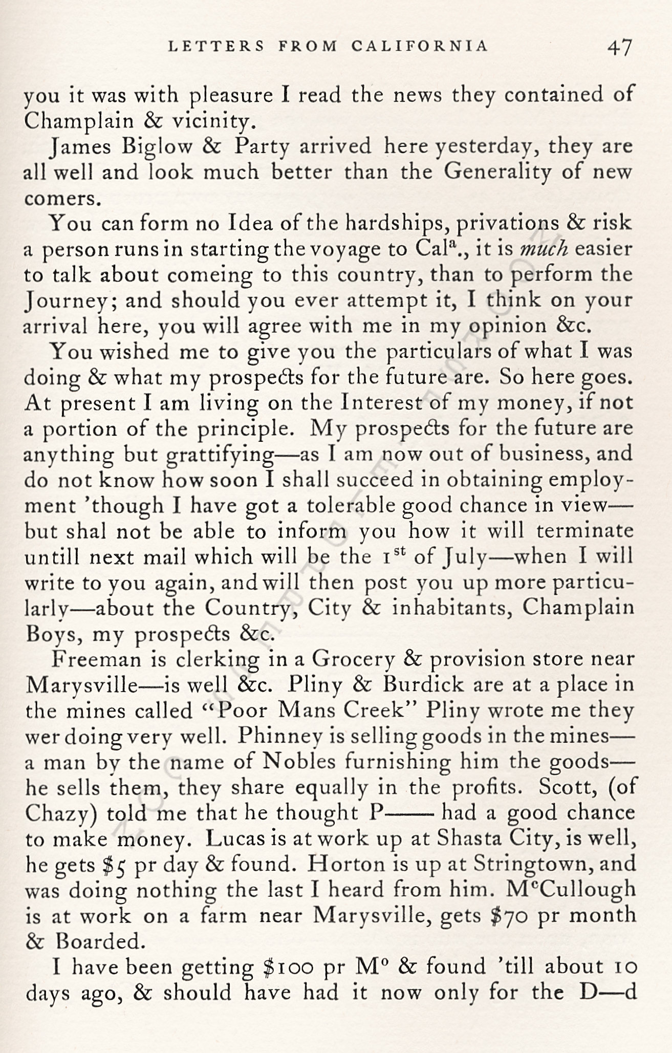 Letters
                      from California-1852-59-Wallace W. Bordwell to
                      Benjamin Booth of Champlain New York