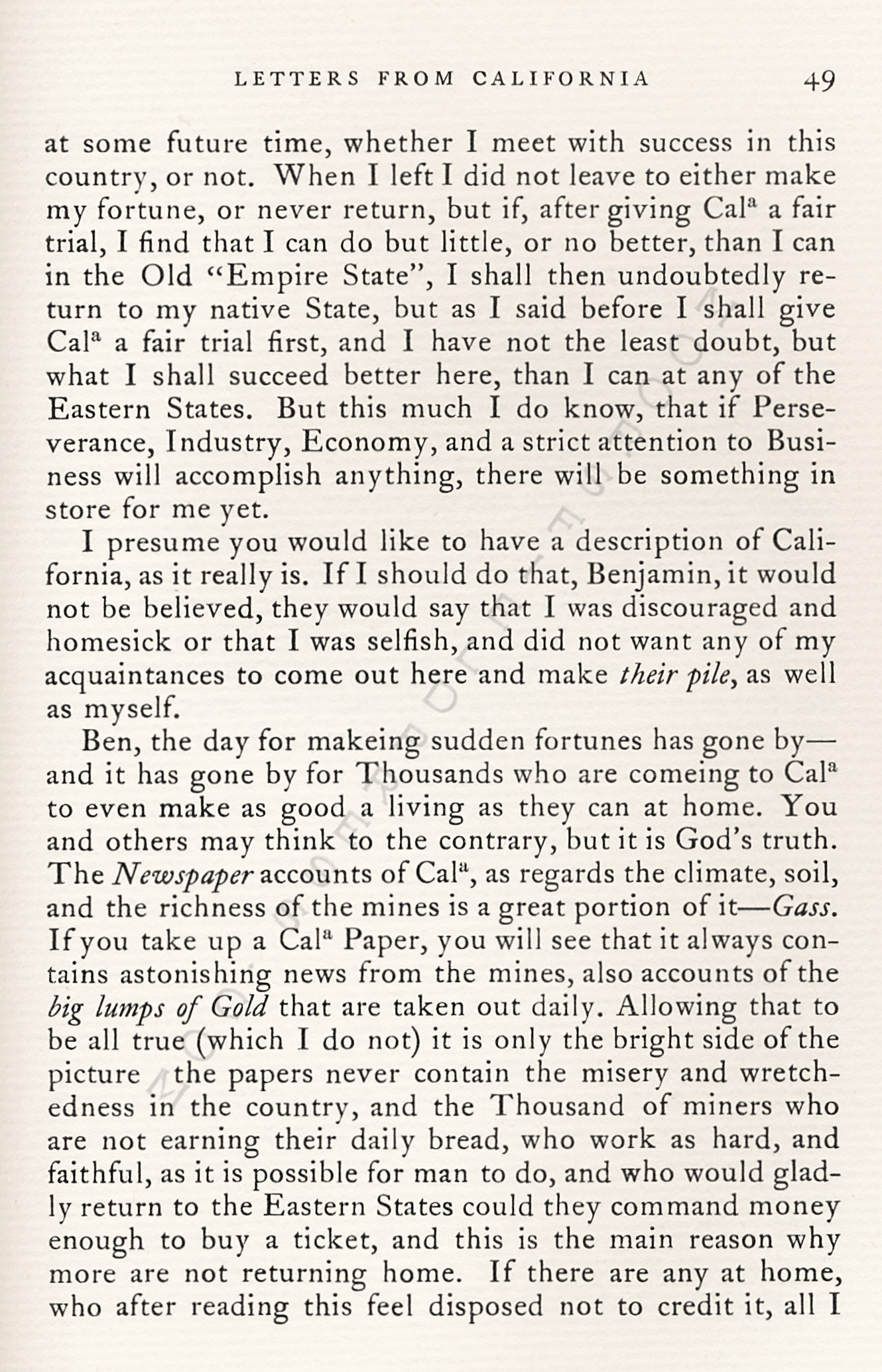 Letters
                      from California-1852-59-Wallace W. Bordwell to
                      Benjamin Booth of Champlain New York