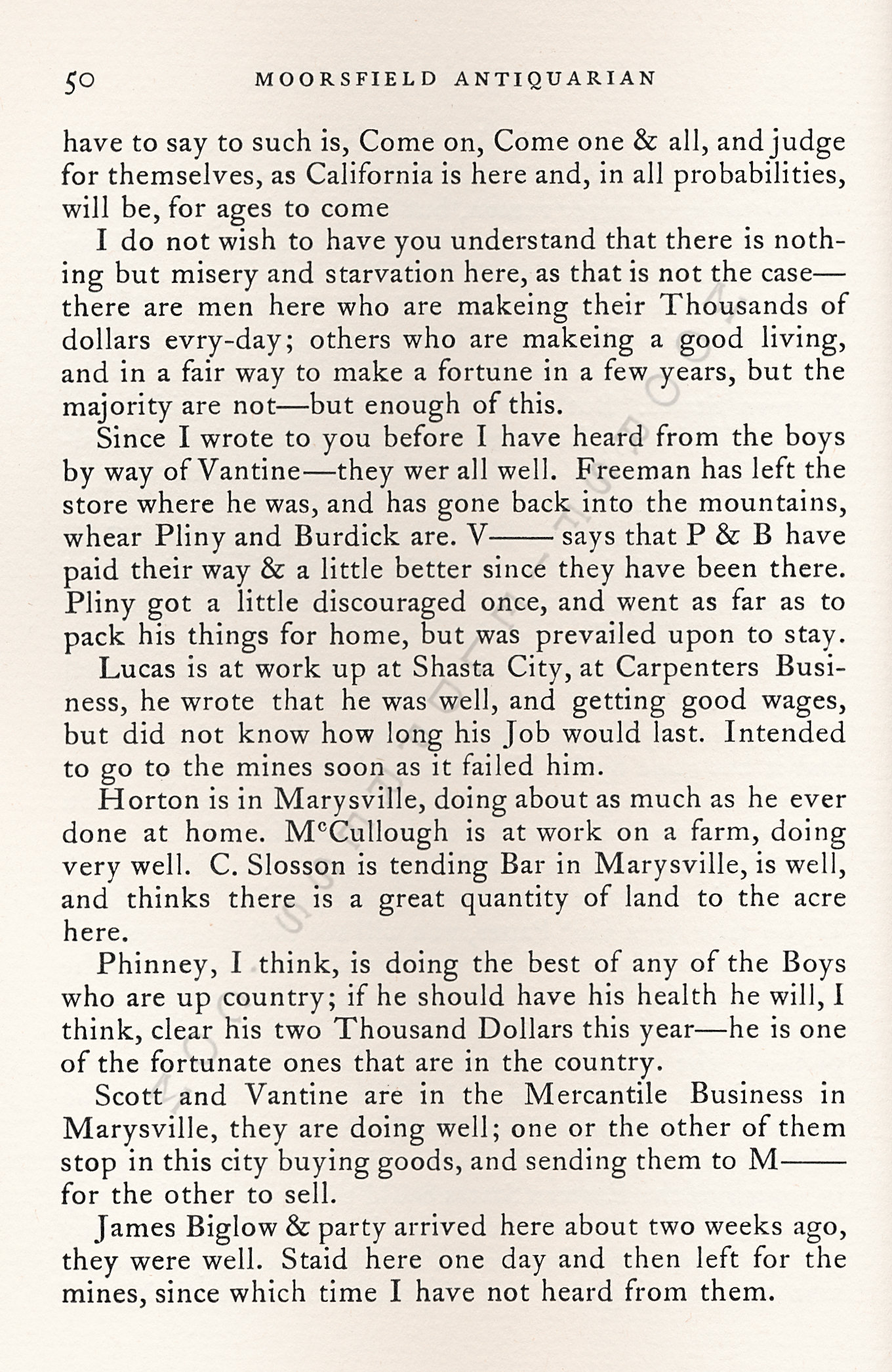 Letters
                      from California-1852-59-Wallace W. Bordwell to
                      Benjamin Booth of Champlain New York