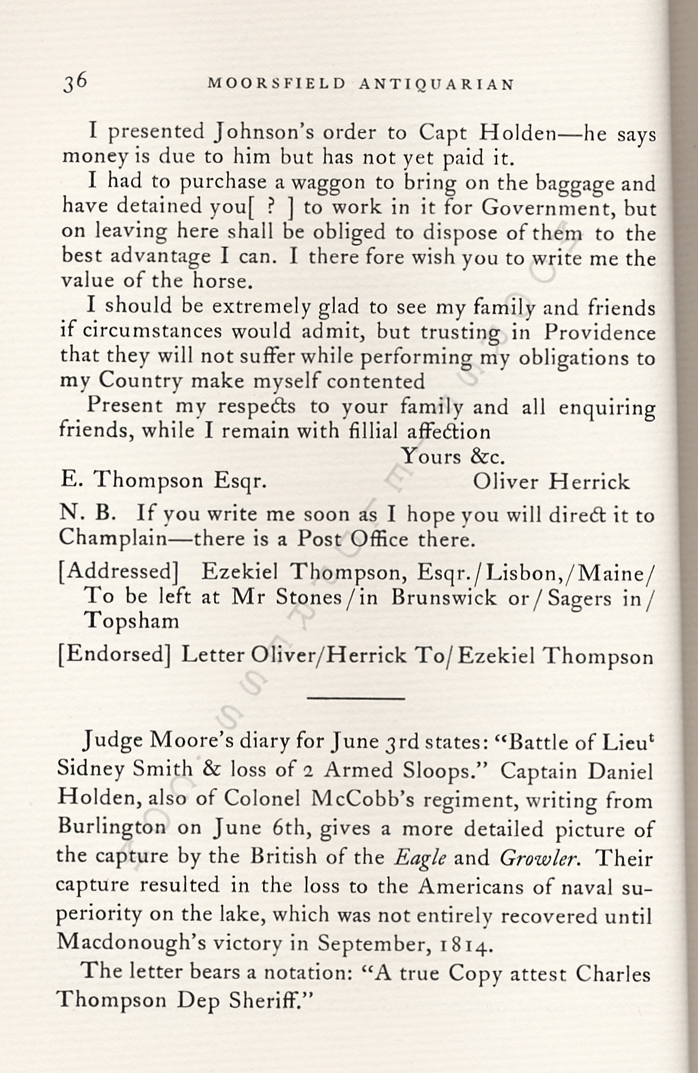 Maine
                      Troops on Lake Champlain and the Loss of the Eagle
                      and Growler May-July 1813