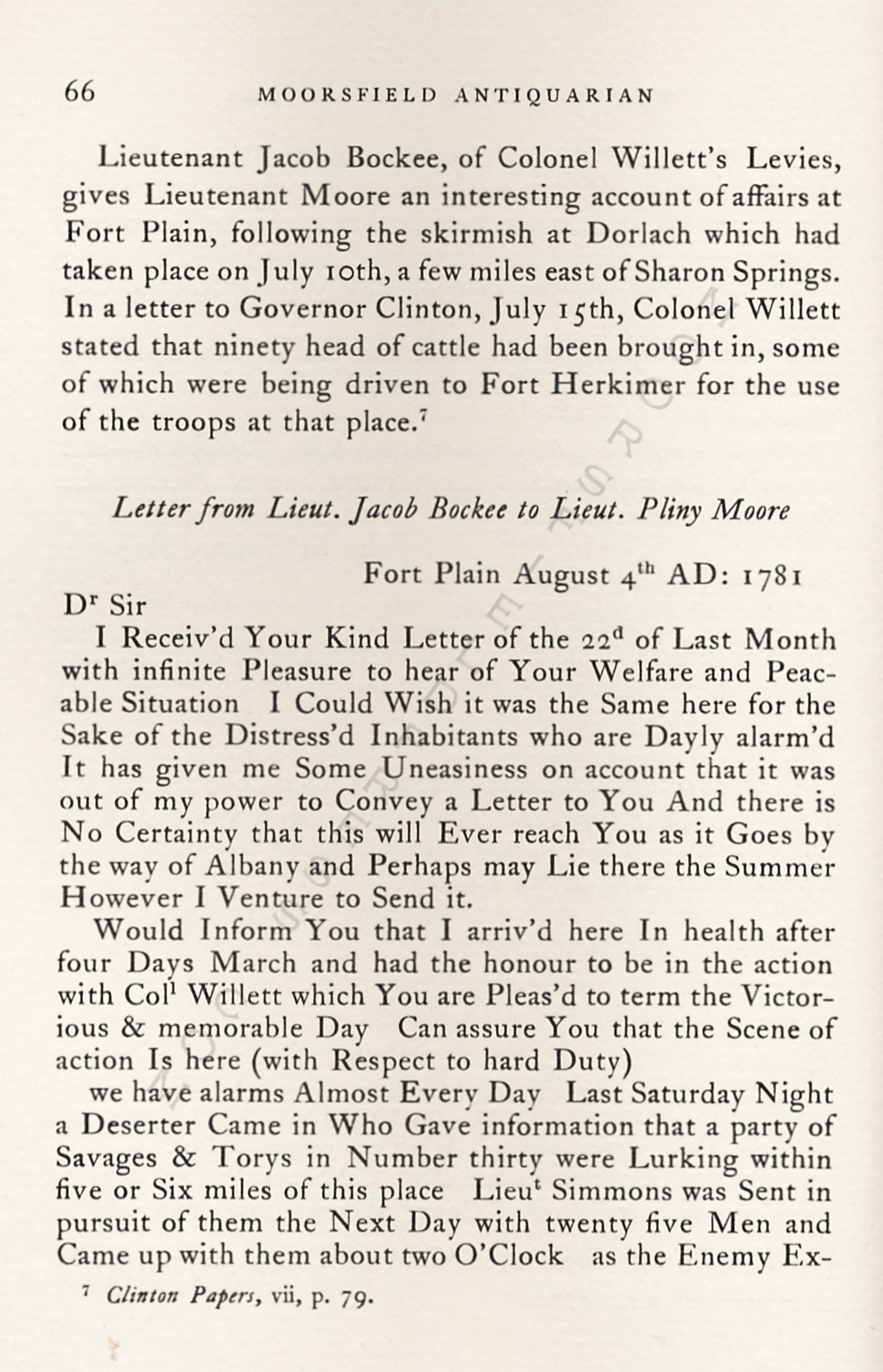 The Year
                      1781 at Saratoga: Col. Marinus Willett’s Regiment
                      of Levies