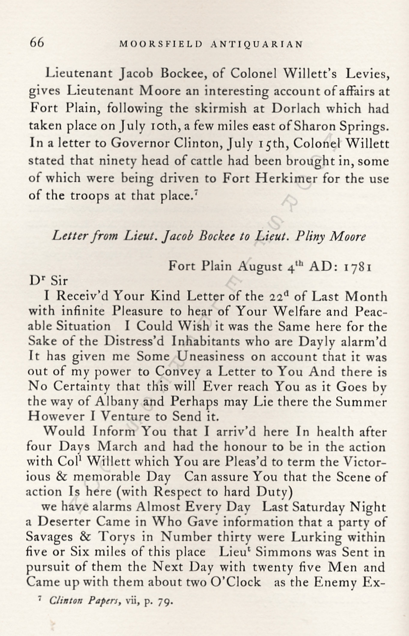 The Year
                      1781 at Saratoga: Col. Marinus Willetts Regiment
                      of Levies