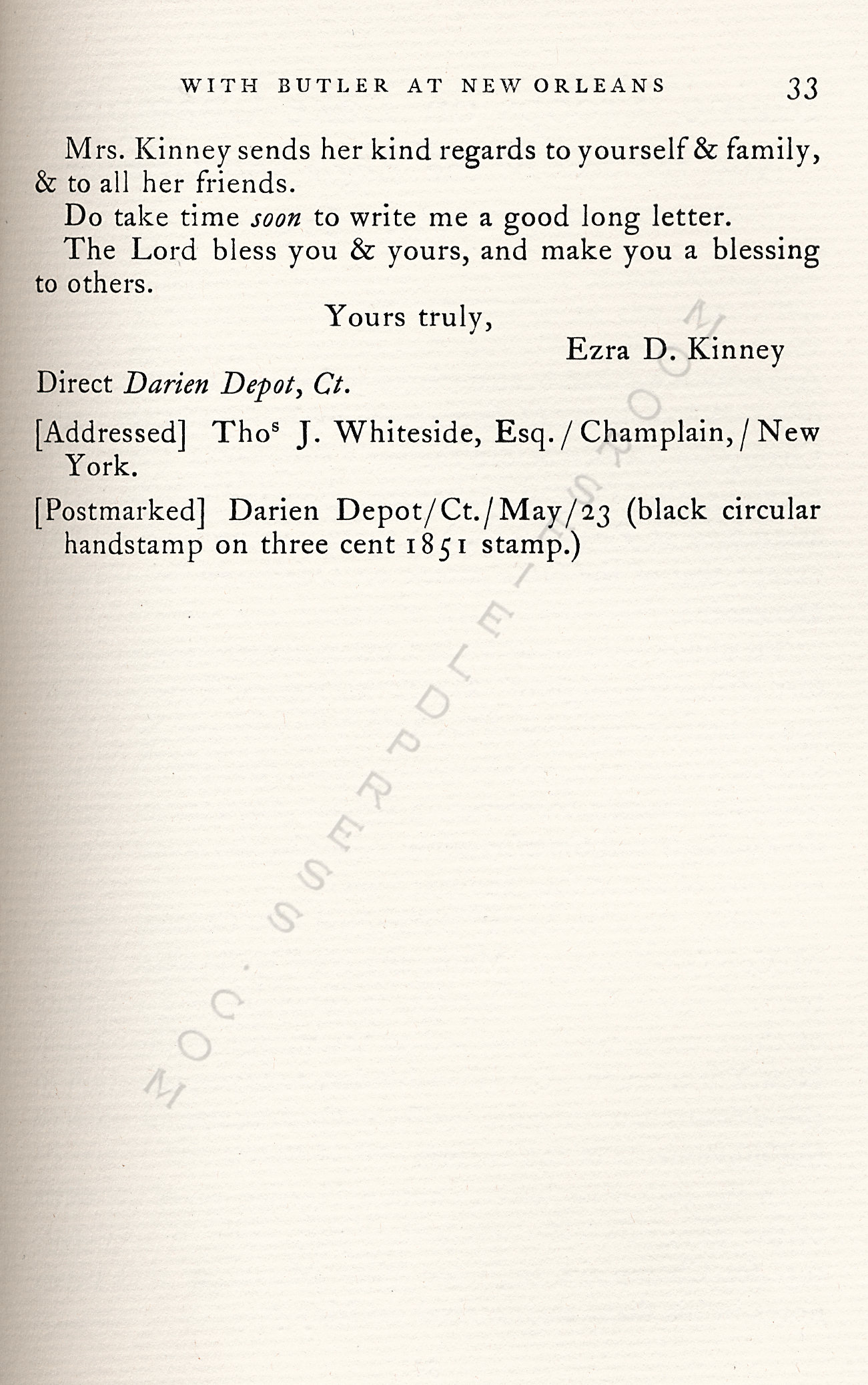 With
                      General Butler at New Orleans Letter of John
                      Coddington Kinney Together with a Letter of his
                      Father Rev. Ezra D. Kinney - 1855