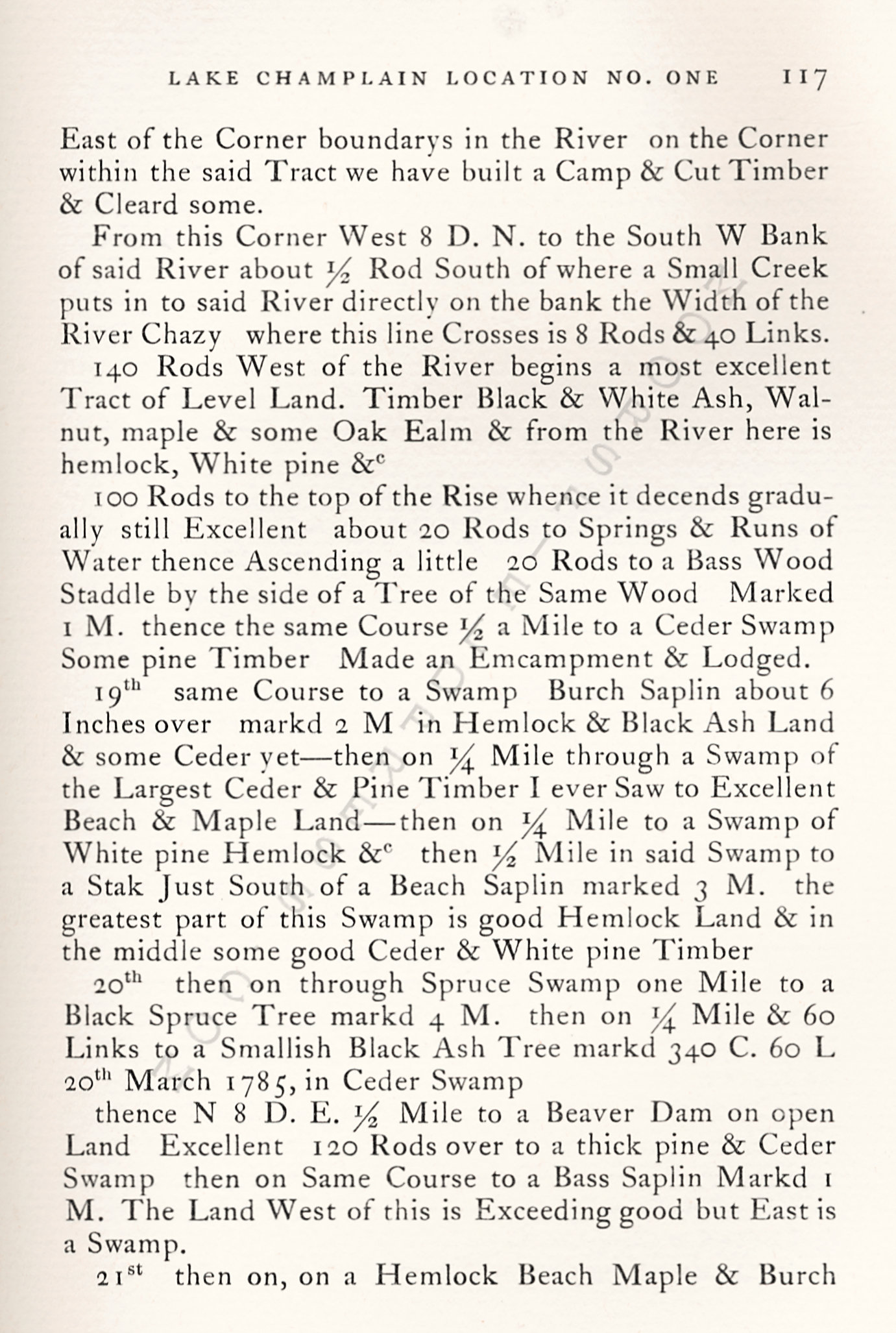 Pliny
                      Moore Papers-Lake Champlain Location No.
                      One:Journal of Preliminary Survey, 1785 Champlain,
                      New York