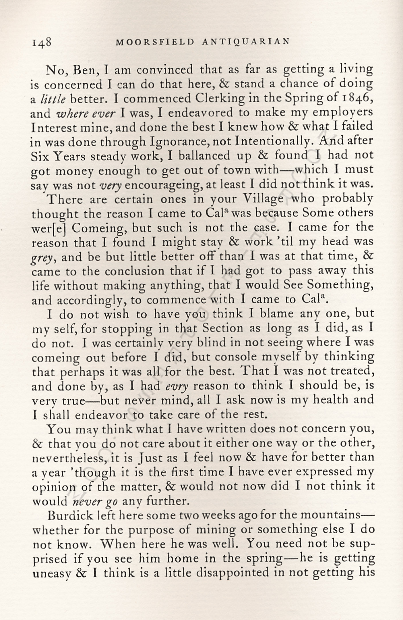 Letters
                      from California-1852-59-Wallace W. Bordwell to
                      Benjamin Booth of Champlain New York