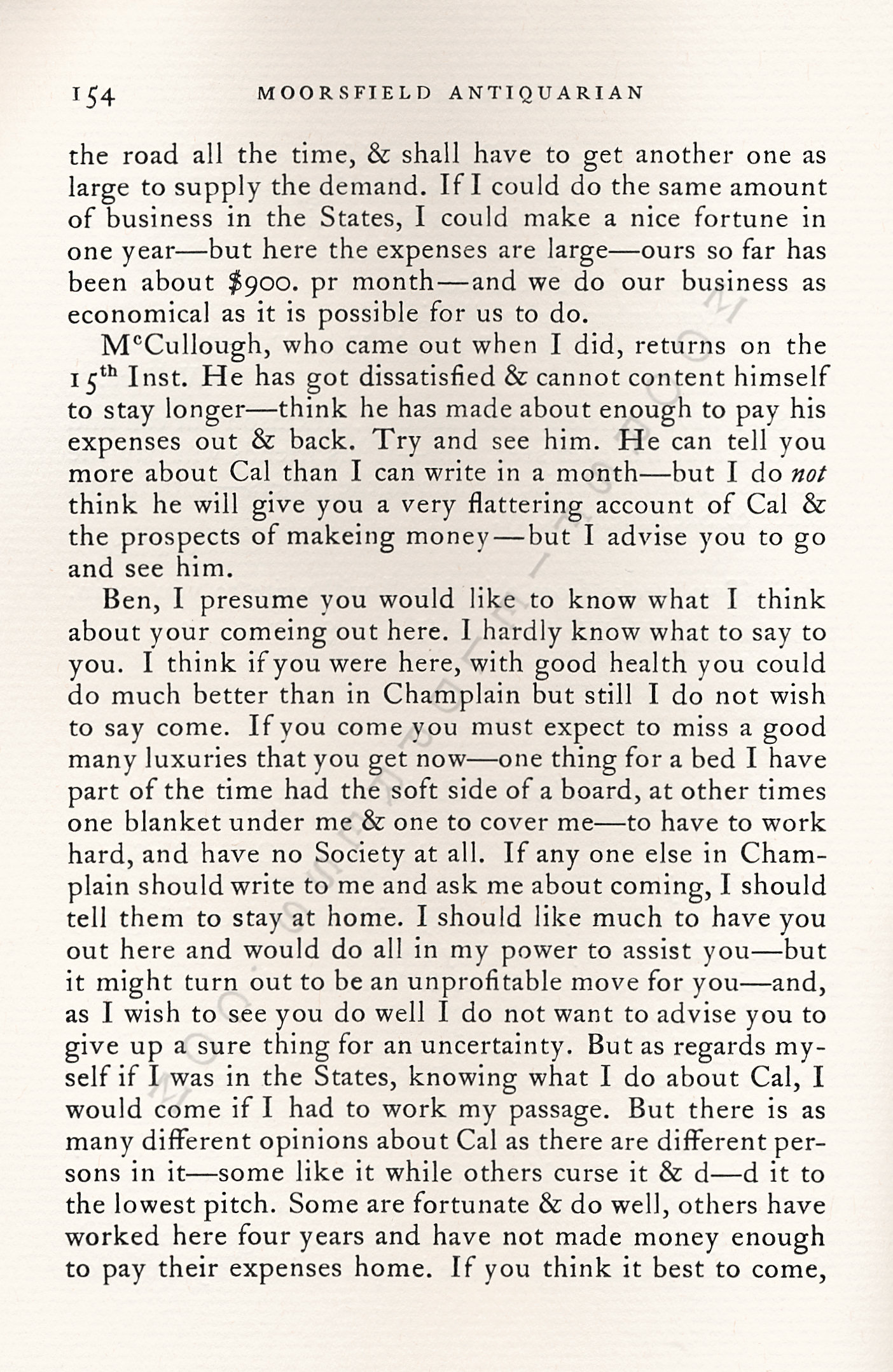 Letters
                      from California-1852-59-Wallace W. Bordwell to
                      Benjamin Booth of Champlain New York