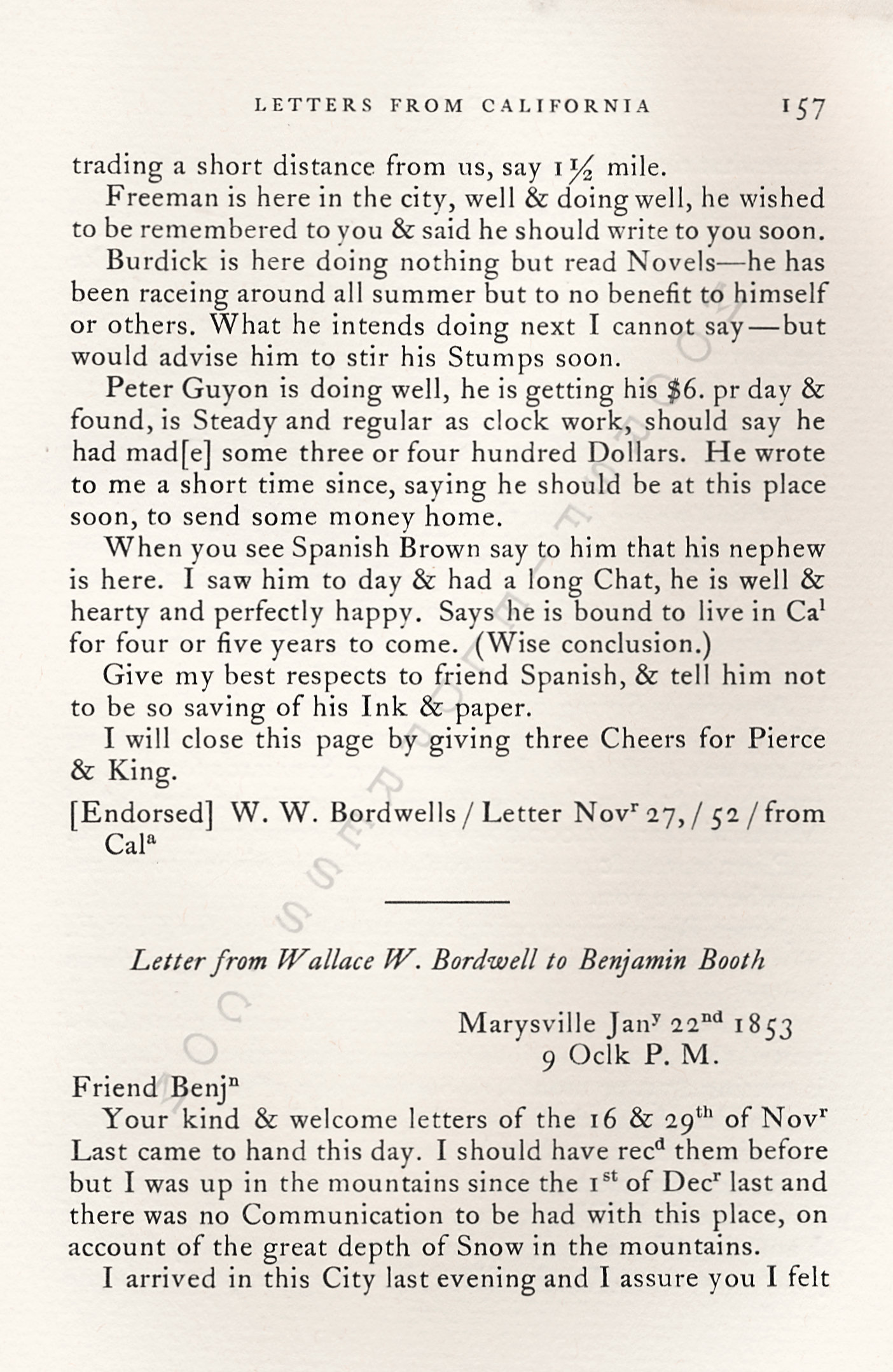 Letters
                      from California-1852-59-Wallace W. Bordwell to
                      Benjamin Booth of Champlain New York