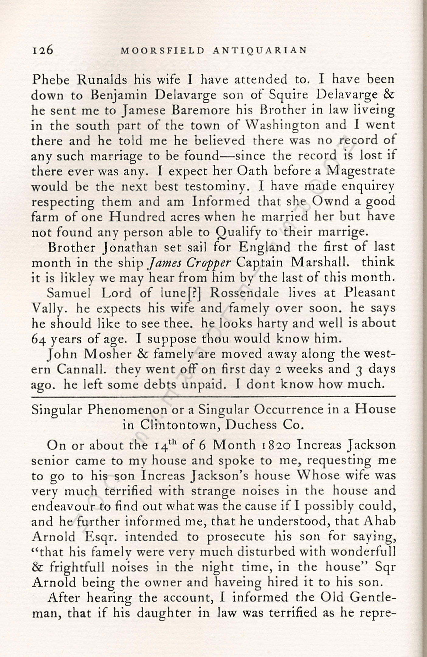 Spooks
                      Spirits Ghosts Hobgoblins: Singular Phenomenon in
                      Dutchess County, New York, 1820 Letters to George
                      Heyworth of Peru, New York