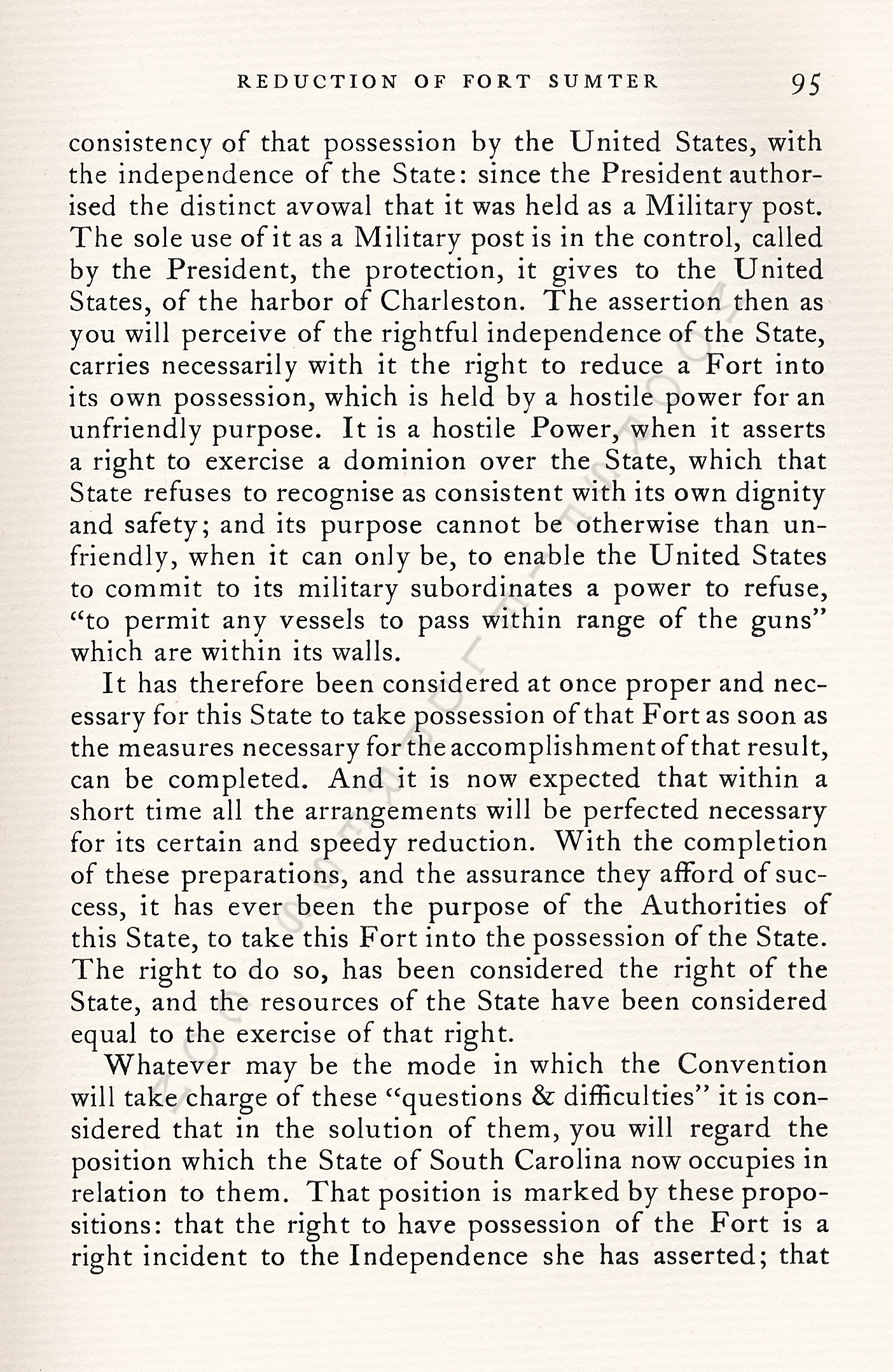 The
                      Reduction of Fort Sumter-Argument of Governor
                      Pickens of South Carolina