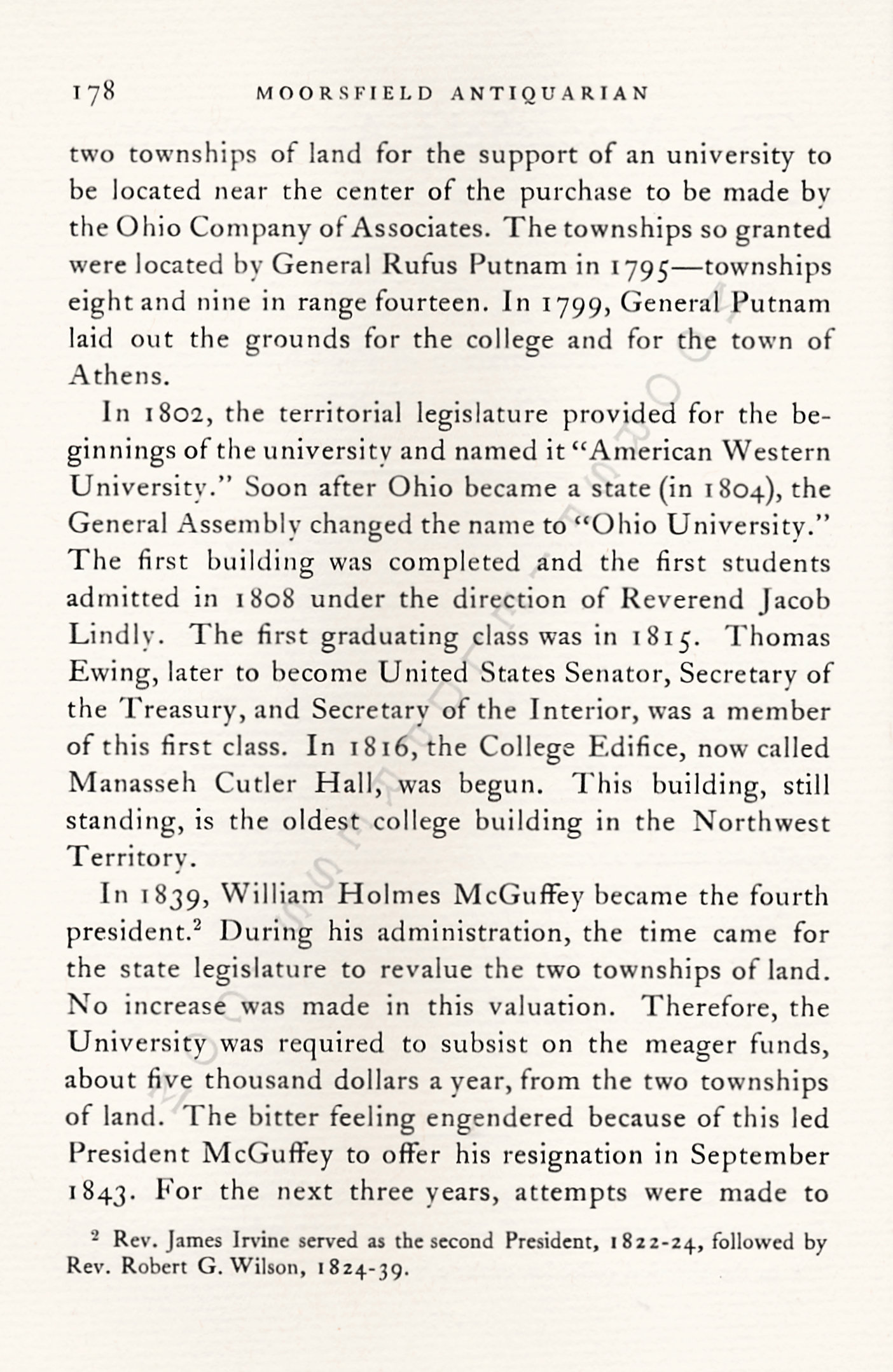 McGill
                      Papers-The Crisis at Ohio University Following the
                      Resignation of President McGuffey 1843-1848