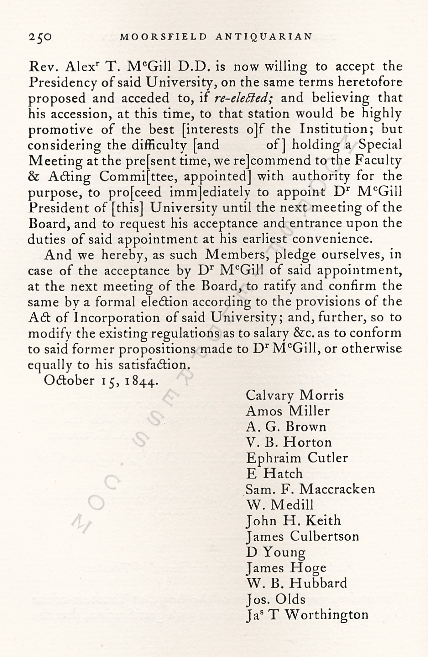 McGill
                      Papers-The Crisis at Ohio University Following the
                      Resignation of President McGuffey 1843-1848