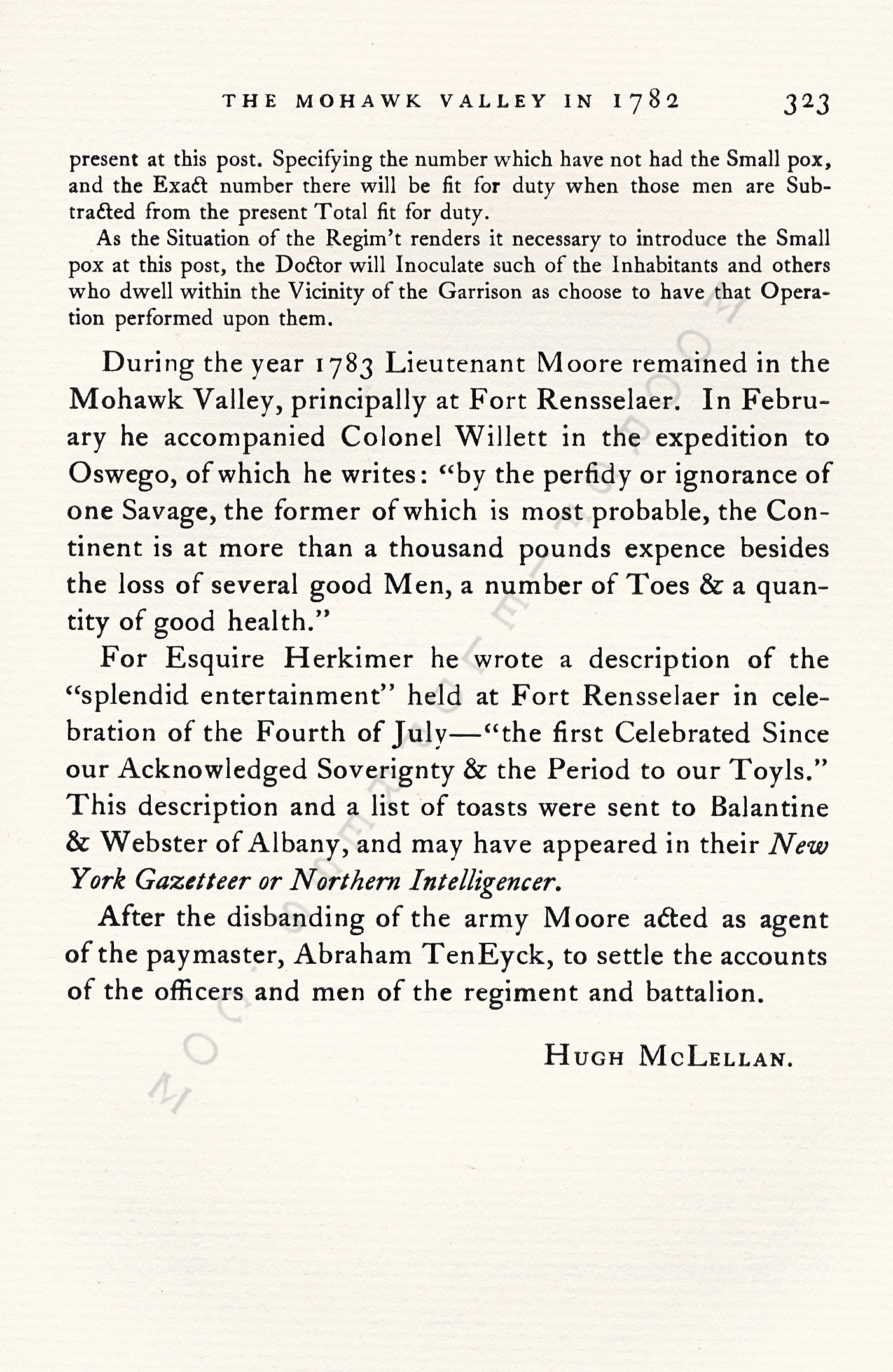 Pliny
                      Moore Papers-In the Mohawk Valley in 1782: Col.
                      Marinus Willett’s Regiment of Levies