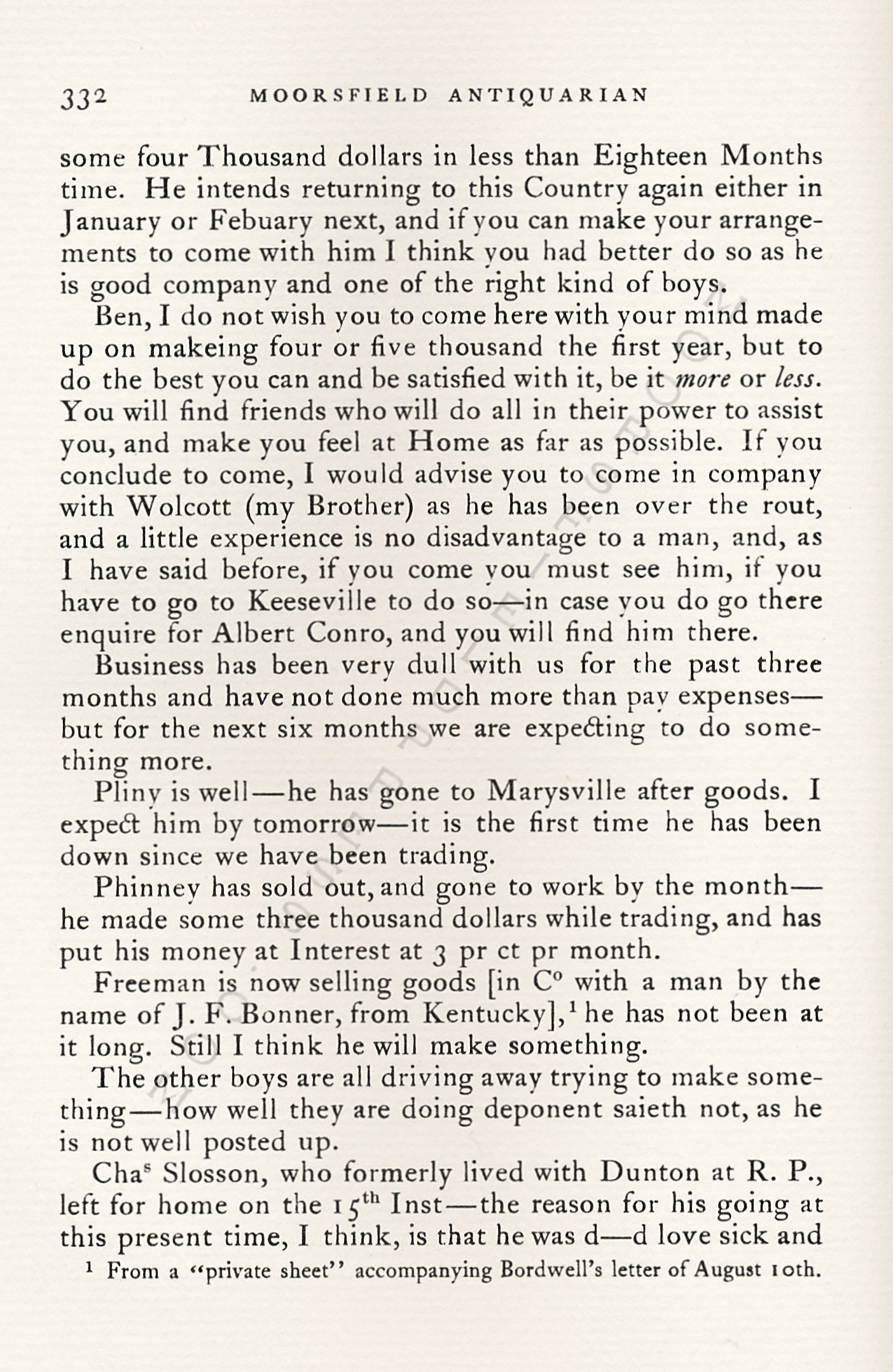 Letters
                      from California-1852-59-Wallace W. Bordwell to
                      Benjamin Booth of Champlain New York