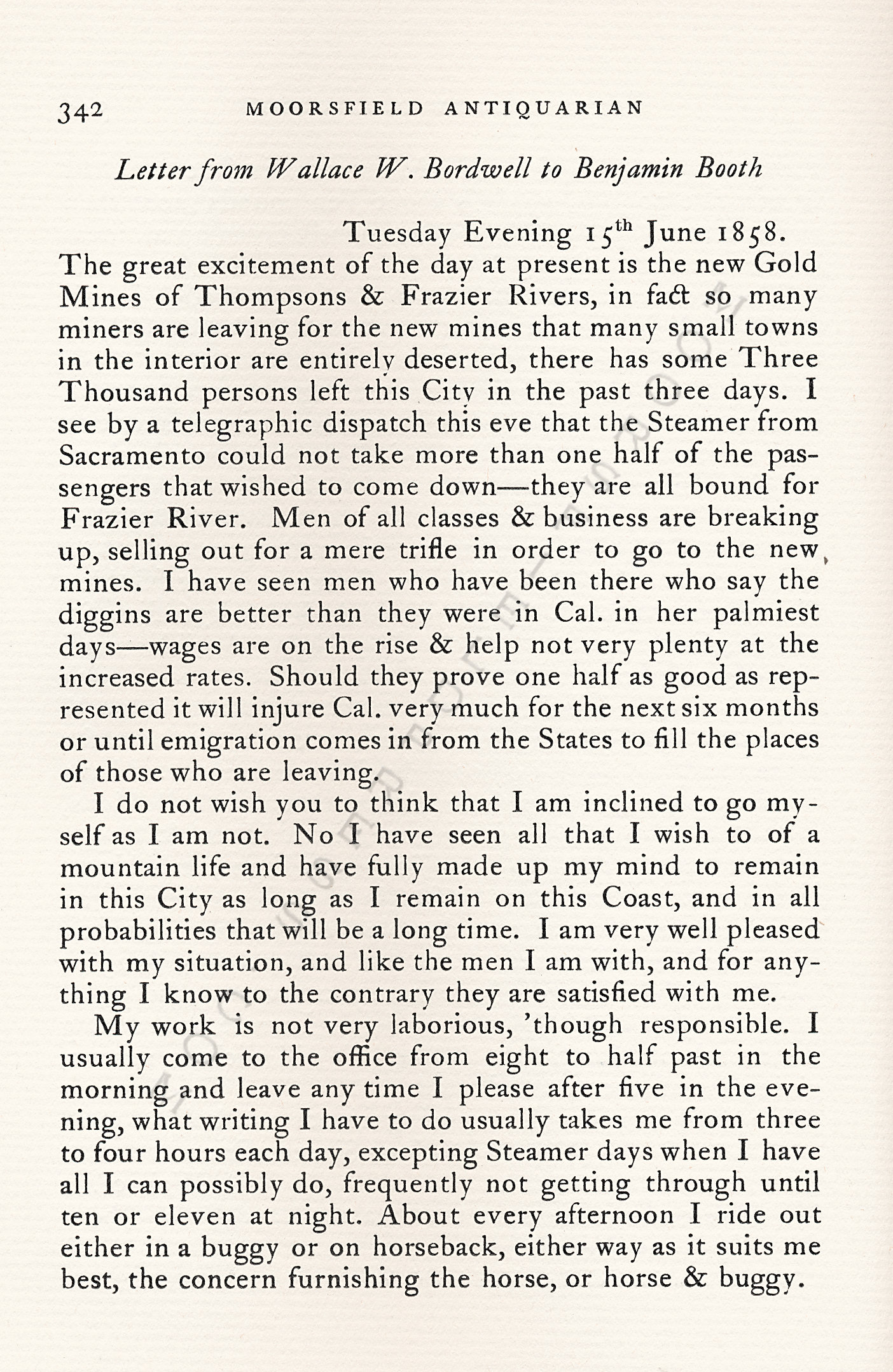 Letters
                      from California-1852-59-Wallace W. Bordwell to
                      Benjamin Booth of Champlain New York