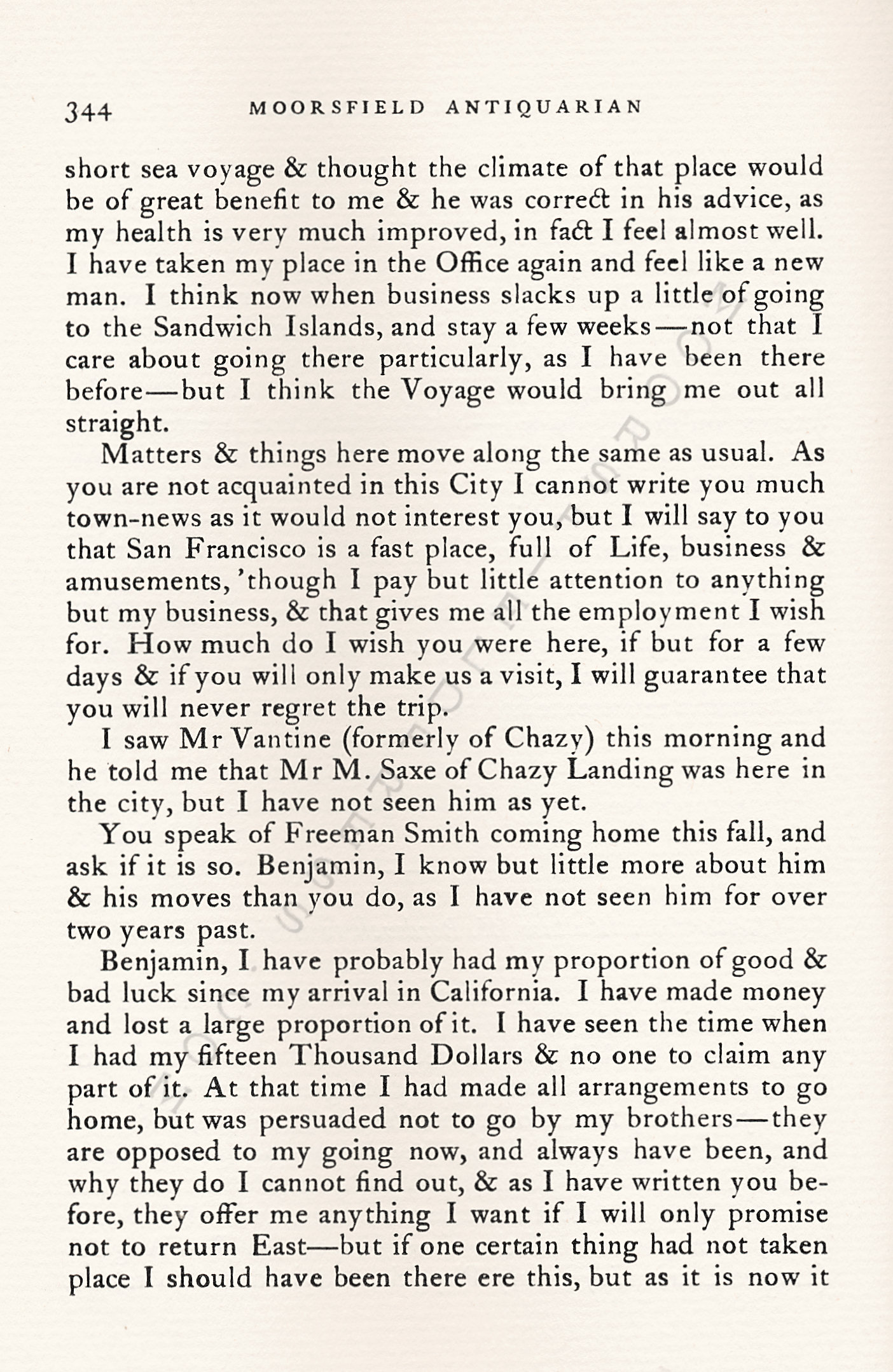 Letters
                      from California-1852-59-Wallace W. Bordwell to
                      Benjamin Booth of Champlain New York