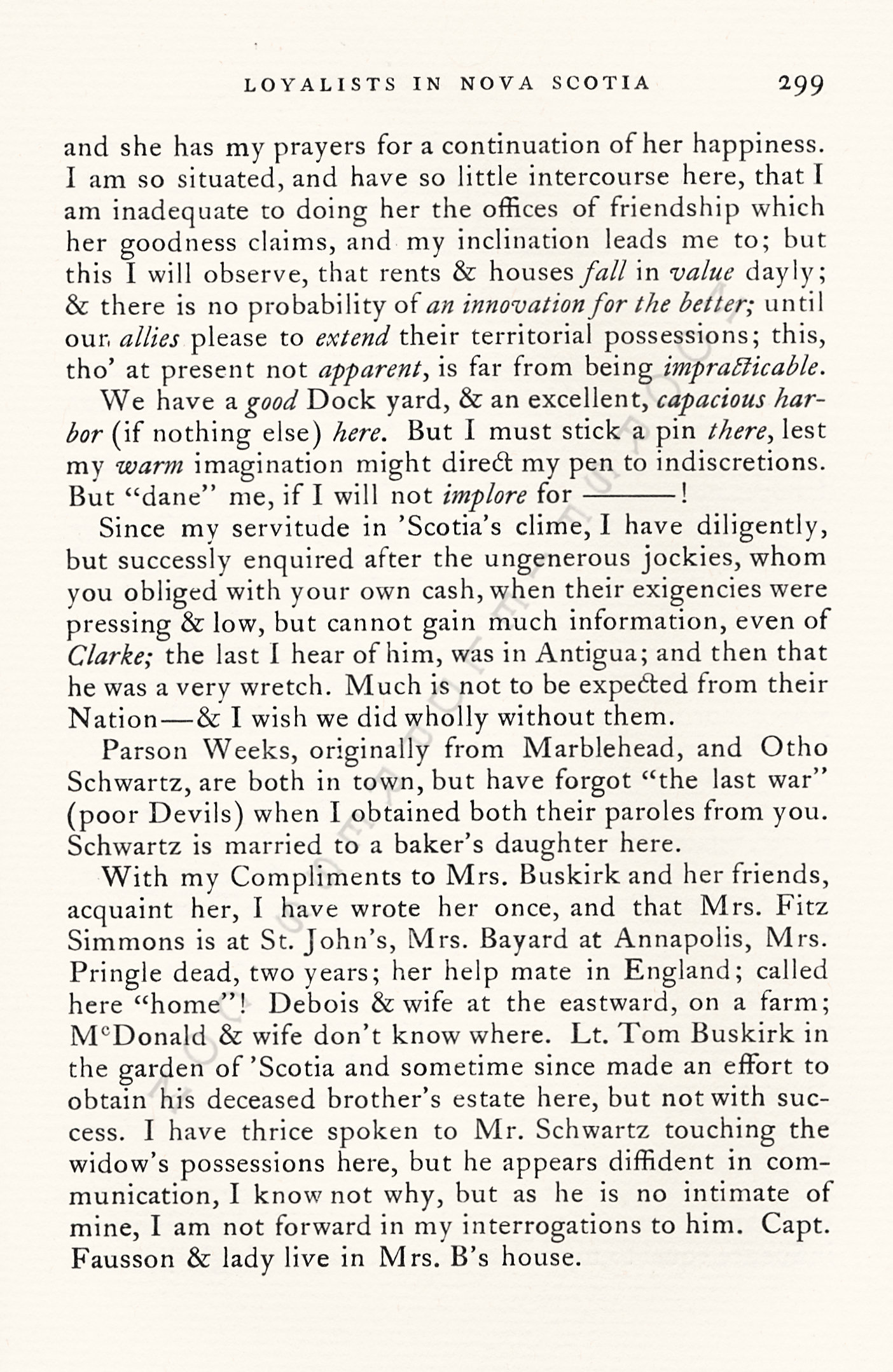 Loyalists
                      in Nova Scotia 1786: Ed. Phelon to Colonel Joshua
                      Mersereau