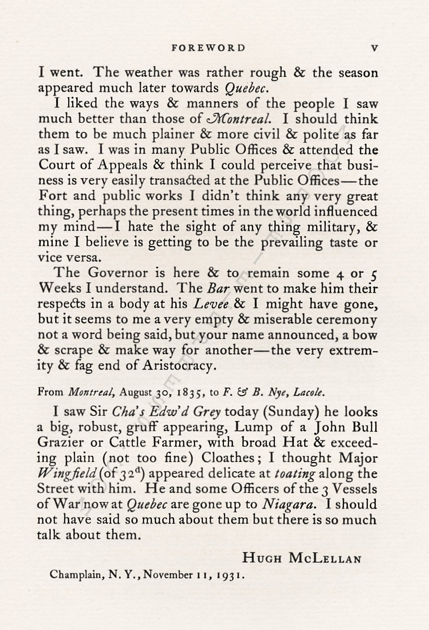 TWO
                      LETTERS OF THOMAS NYE RELATING TO A JOURNEY FROM
                      MONTREAL TO CHICAGO IN 1837