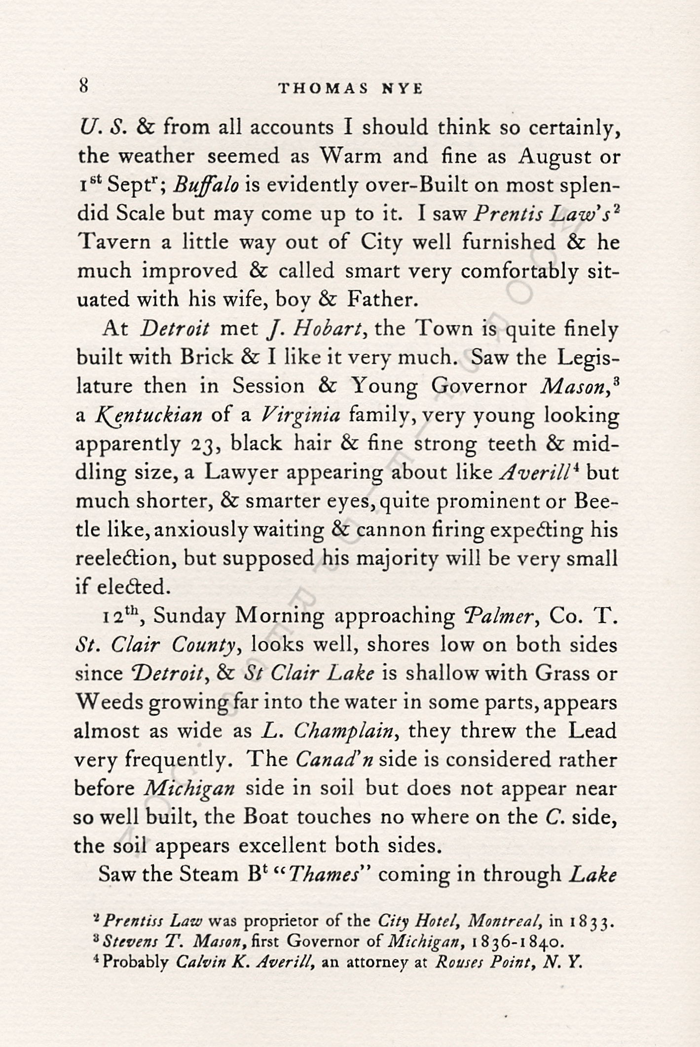 TWO
                      LETTERS OF THOMAS NYE RELATING TO A JOURNEY FROM
                      MONTREAL TO CHICAGO IN 1837