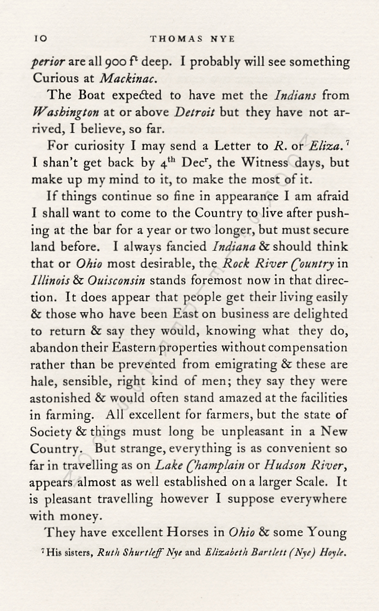 TWO
                      LETTERS OF THOMAS NYE RELATING TO A JOURNEY FROM
                      MONTREAL TO CHICAGO IN 1837