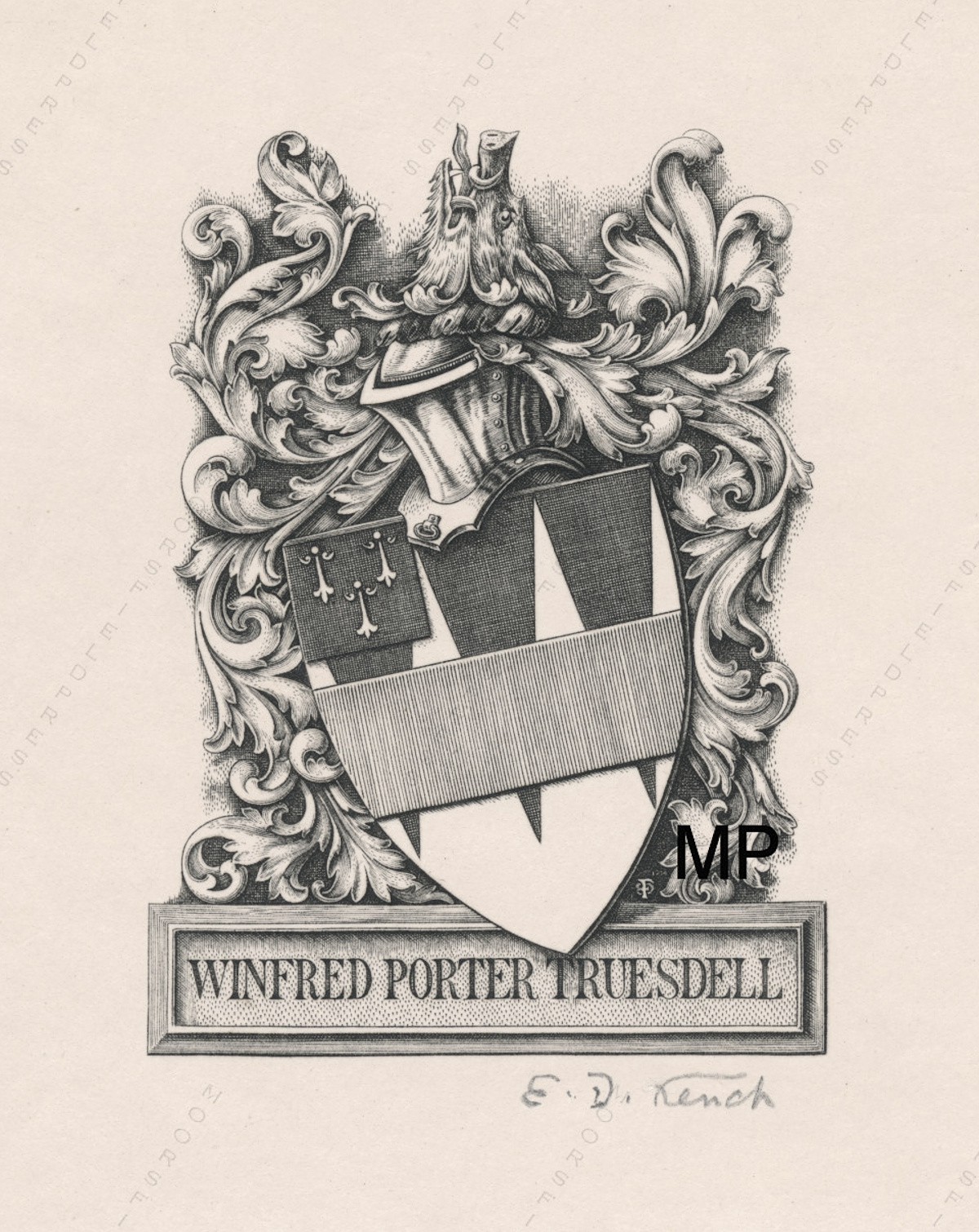 bookplate for winfred porter
                                  truesdell by edwin davis french