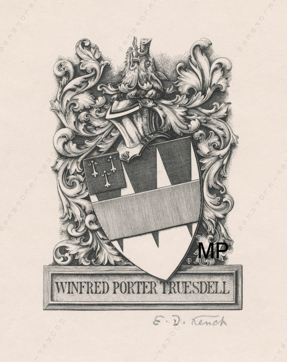 bookplate for winfred porter
                                  truesdell by edwin davis french